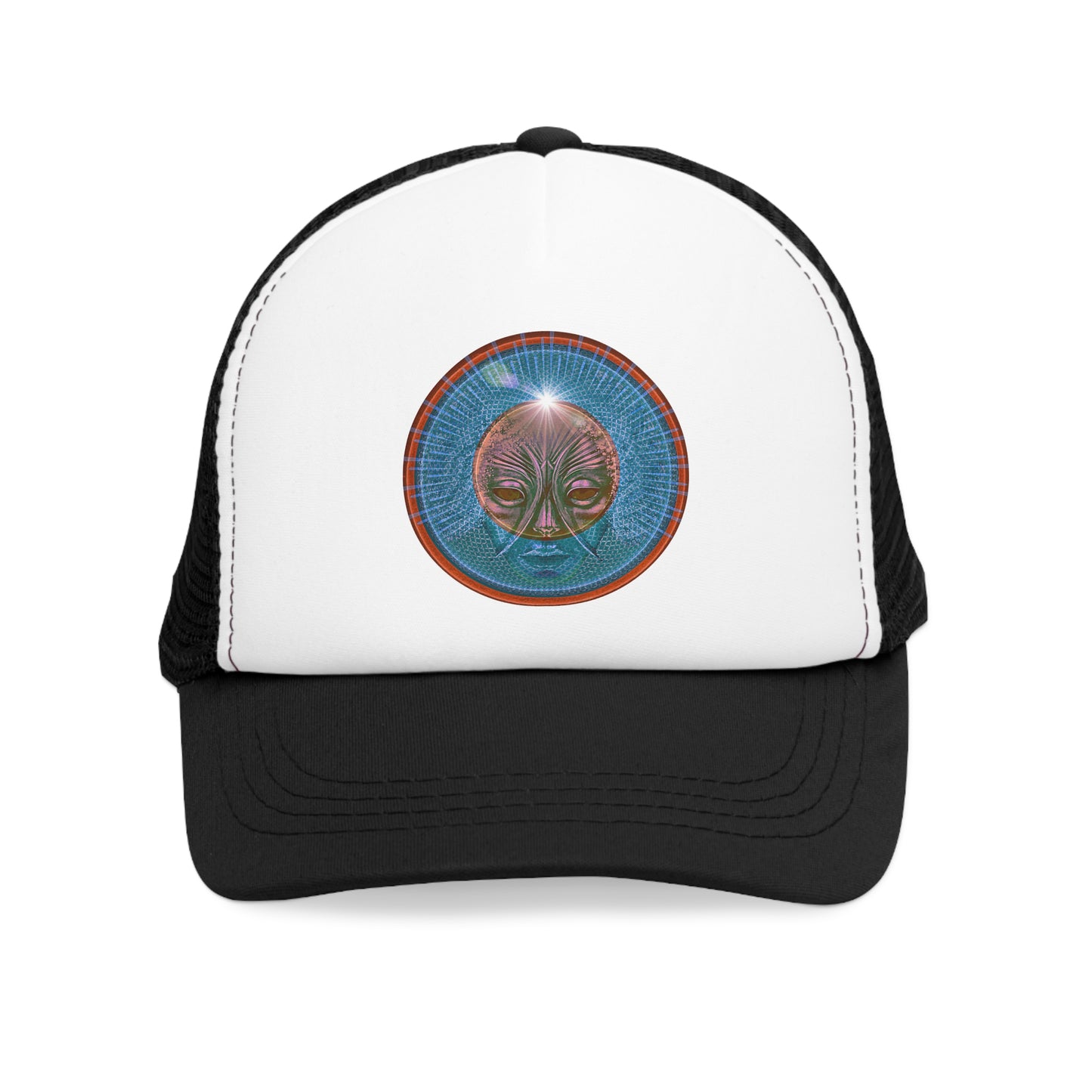 Lumpy Trucker Hat - "Conjurers of Awesome" - variant 1 - blue donut
