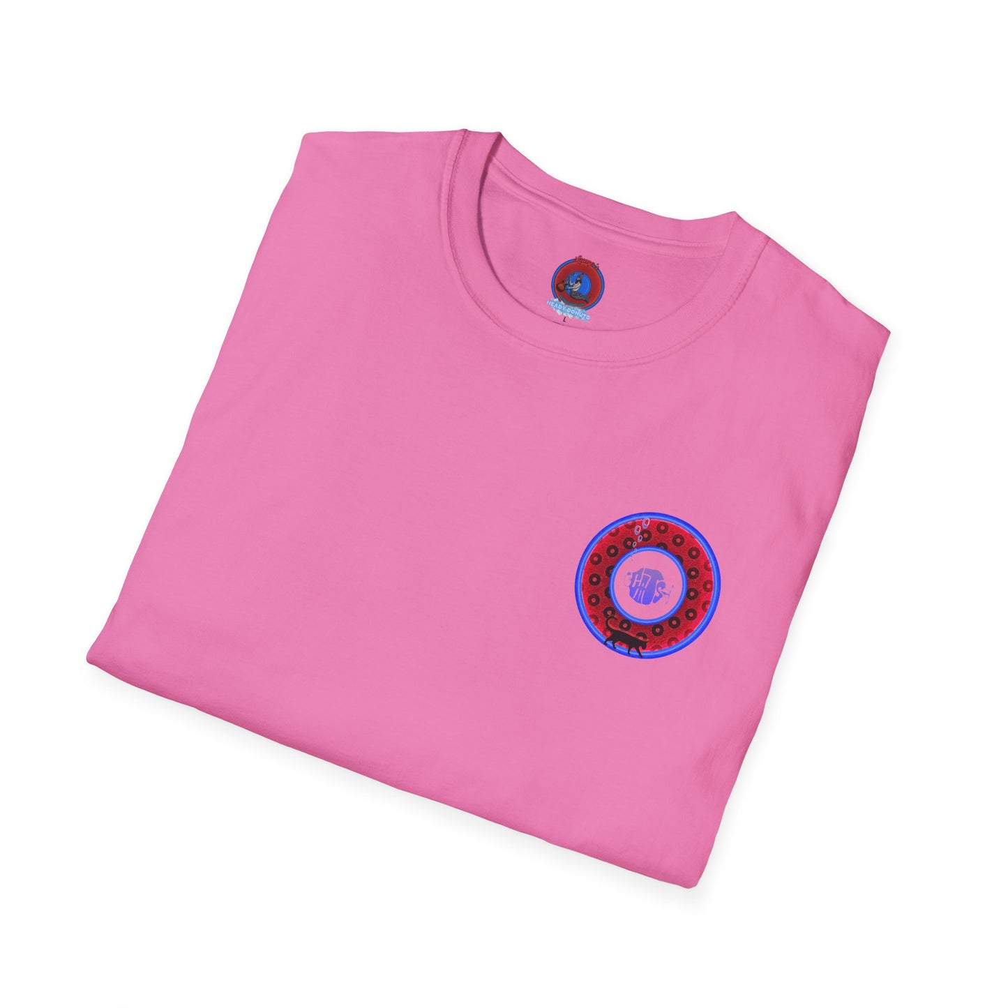 Classic Donut Tee - Unisex Soft-Style - "Cats: The Donut" - paradoxical red/blue widemouthed donut - variant 3