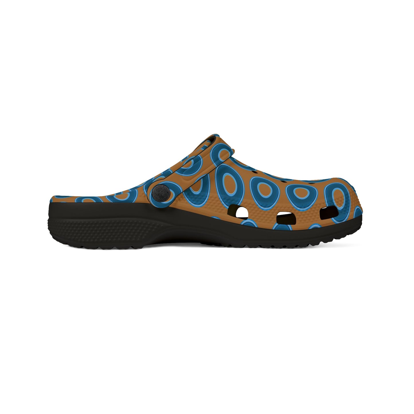Spatchcocks - donut slip-on shoes - blue rustic donuts w/light brown background [unisex]