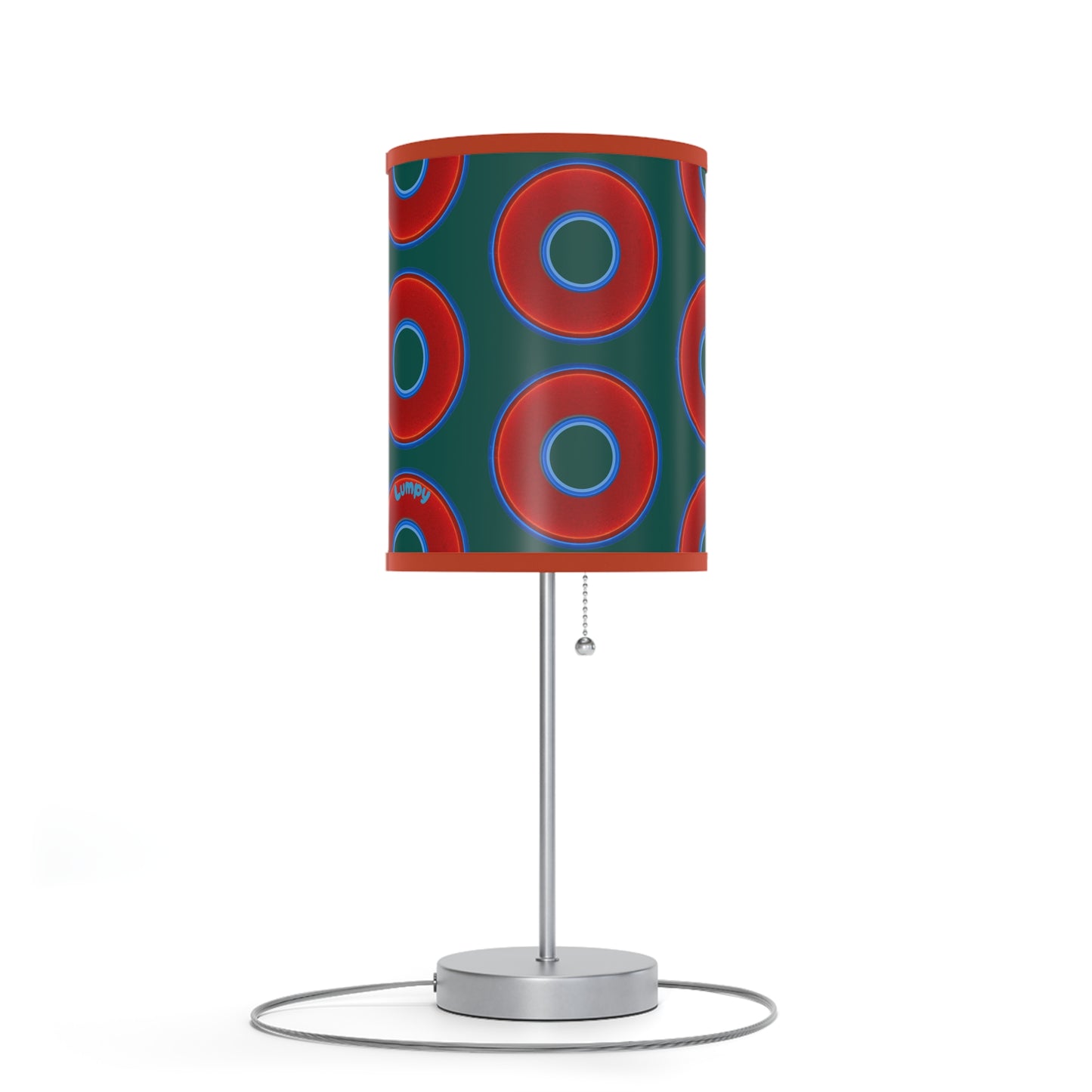 Lumpy Accent Lamps - red vivid donuts w/dark Fenway green background