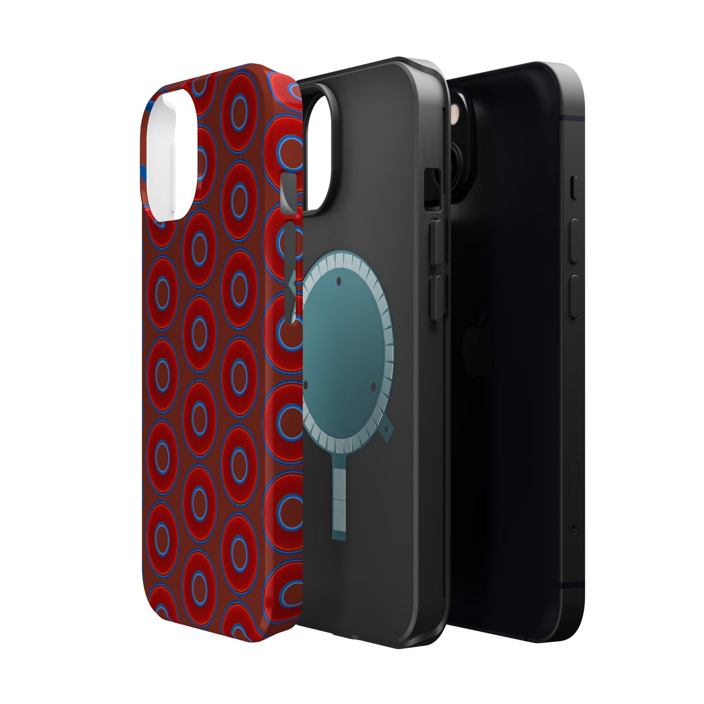 Magnetic Tough Donut Case - red vivid donut print w/burnt umber background