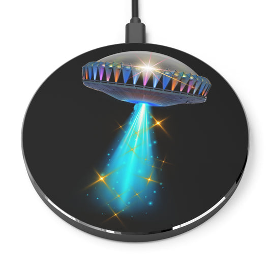 The Flow - Wireless Lumpy Donut Chargers - "Wireless Charging on the Mothership Now" - UAP donut e/black background - variant 6