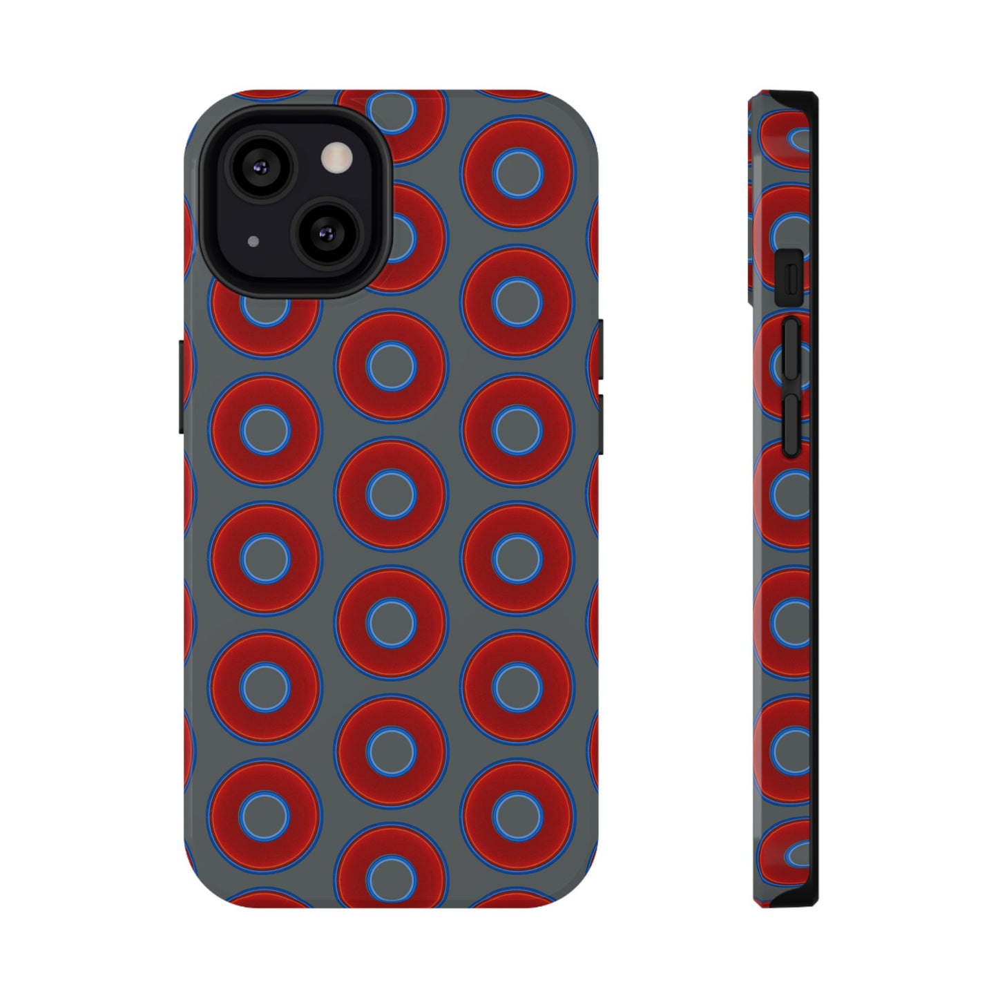 Impact-Resistant Lumpy Donut Case - red vivid donut print w/dark gray background