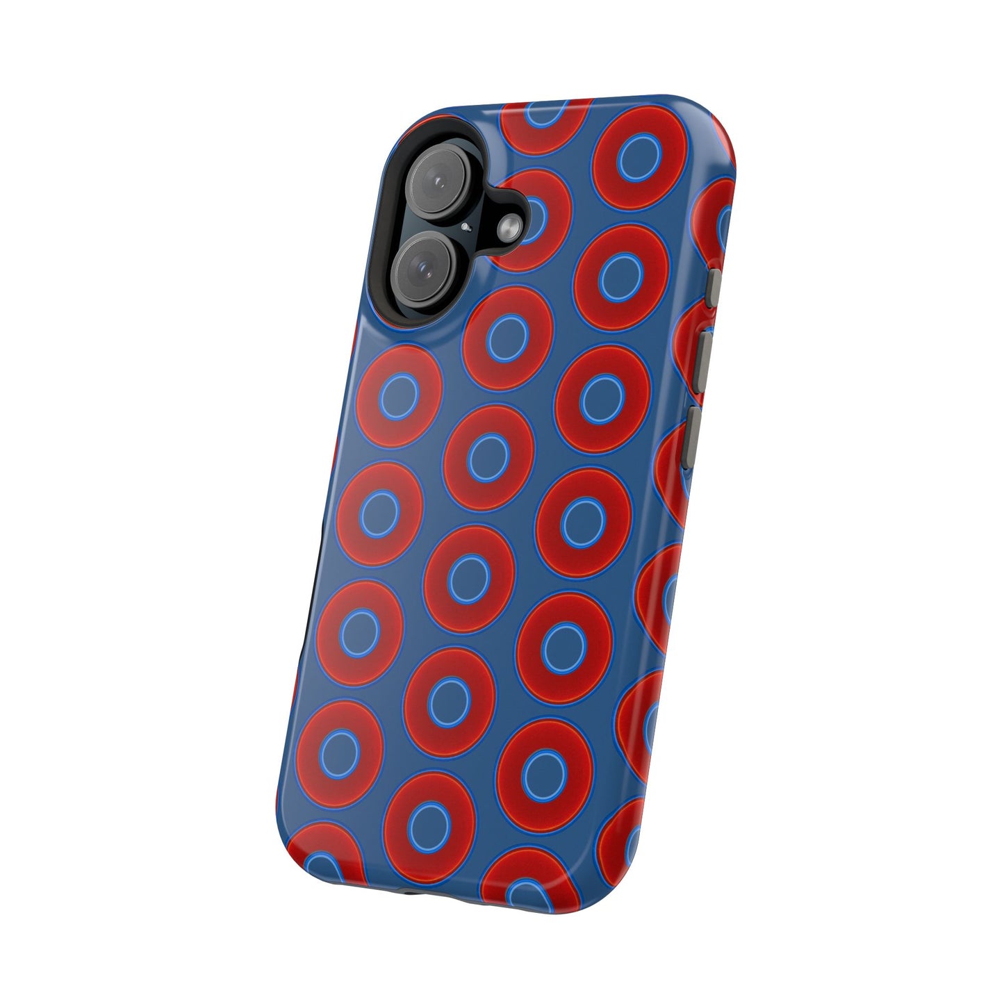 Magnetic Tough Donut Case - red vivid donut print w/light navy blue background