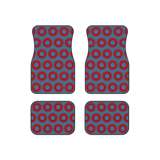 Contacted Car Mats - vivid donut print w/steel blue background
