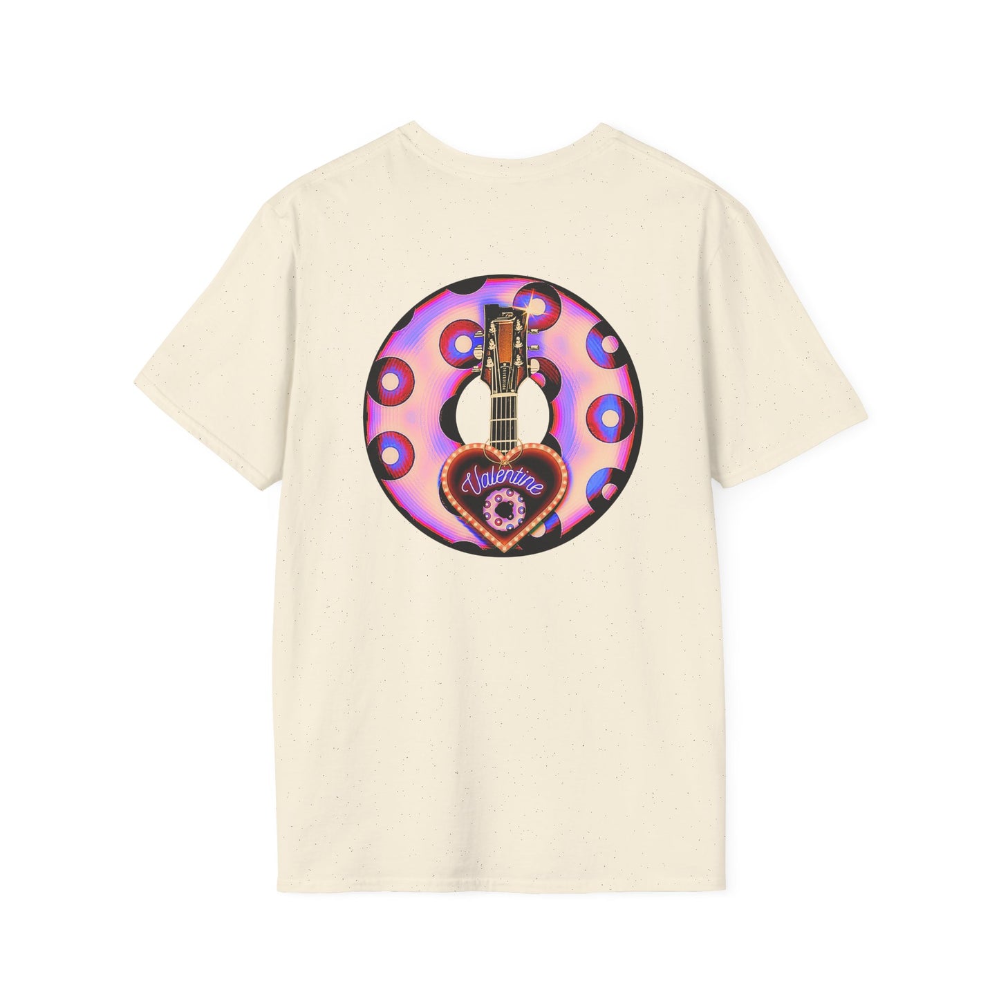 Classic Donut Tee - Unisex Soft-Style - "Would You Be My Donut?" - paradoxical faded purple/red donut - variant 3