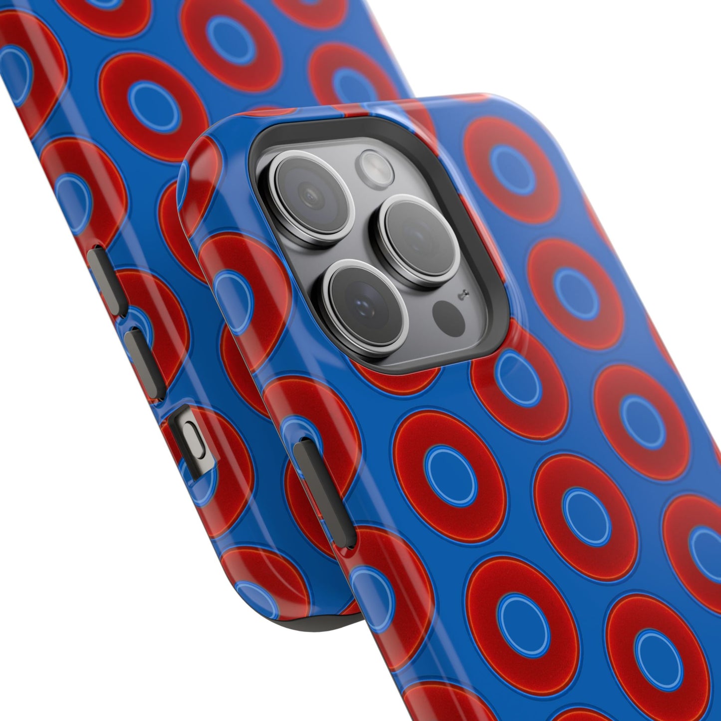 Magnetic Tough Donut Case - red vivid donut print w/dark royal blue background