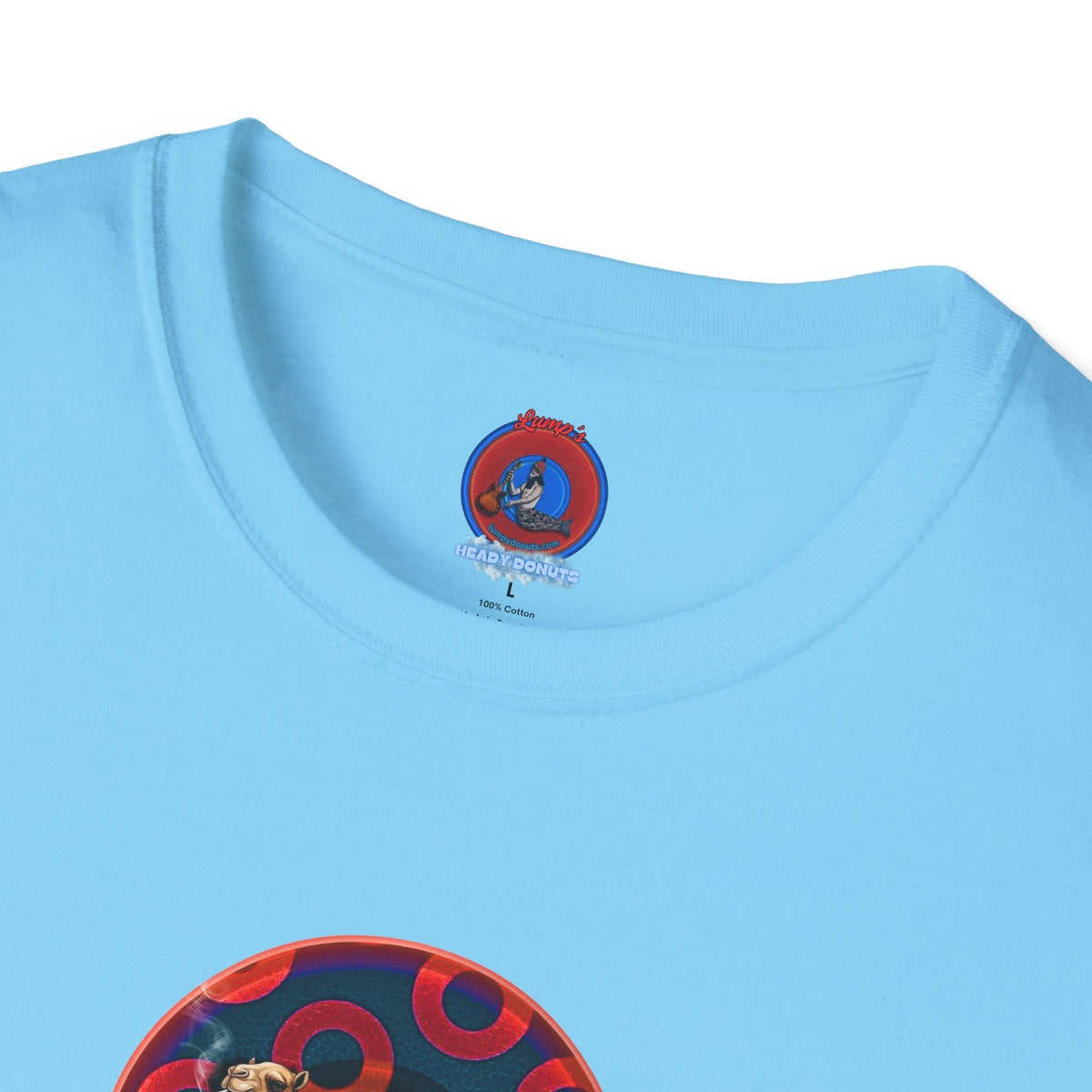 Classic Donut Tee - Unisex Soft-Style - "Joe Camel's Super Cool Donut" - rustic paradox donut - dark navy/red donuts