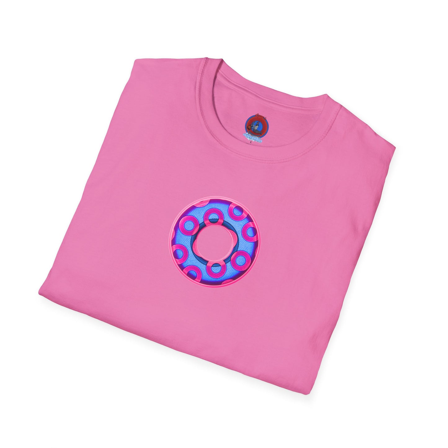 Plain Donuts/Unisex Soft-Style - "Plain Rustic Paradoxical Donuts" - light blue/magenta donuts