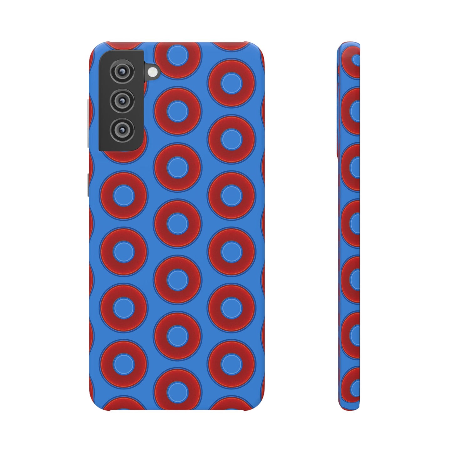 Lumpy Donut Snap Case - red vivid donut print w/light royal blue background