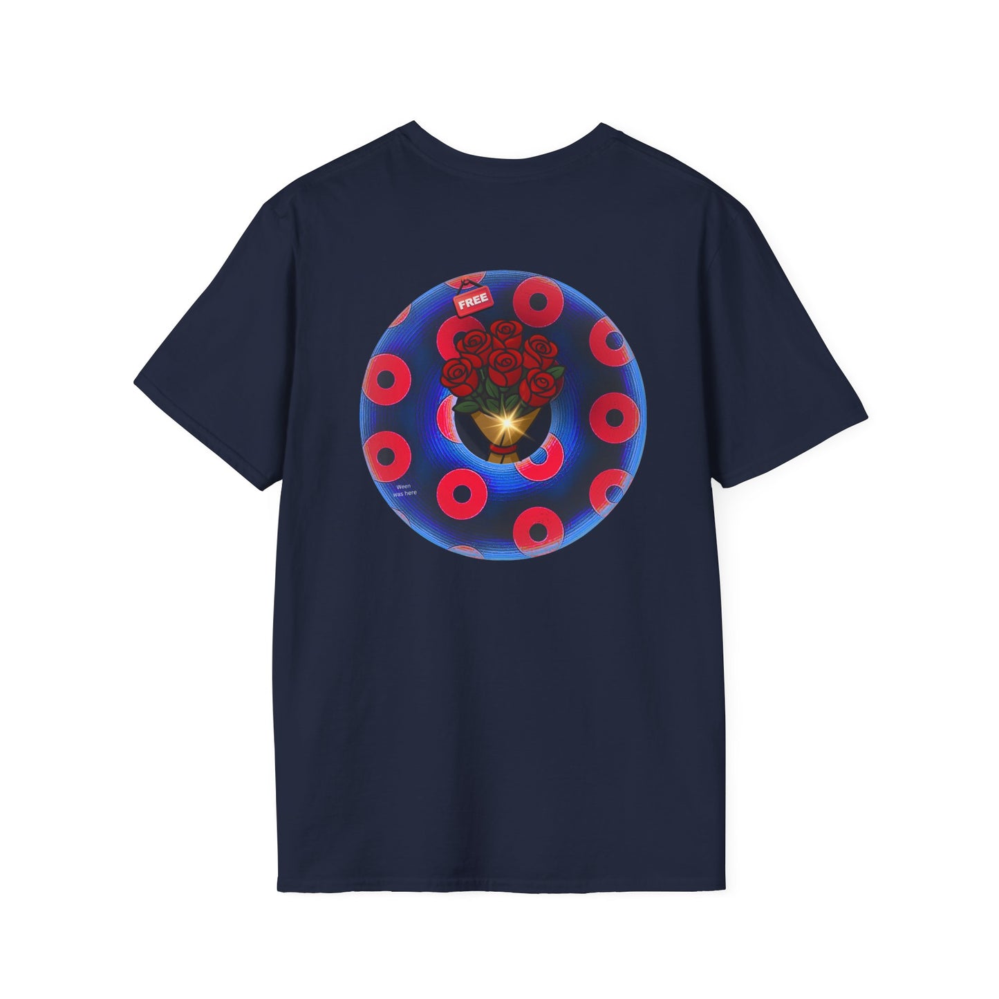 Classic Donut Tee - Unisex Soft-Style - "Donuts of Phreedom" - red/blue paradoxical blimpy donut