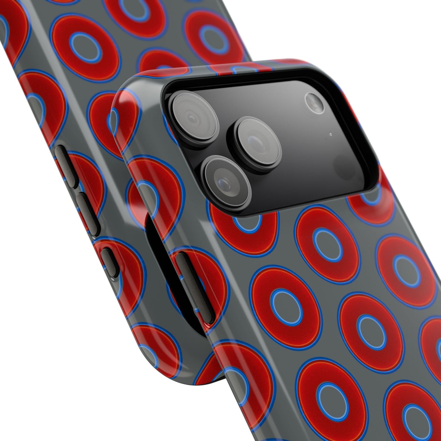 Impact-Resistant Lumpy Donut Case - red vivid donut print w/dark gray background