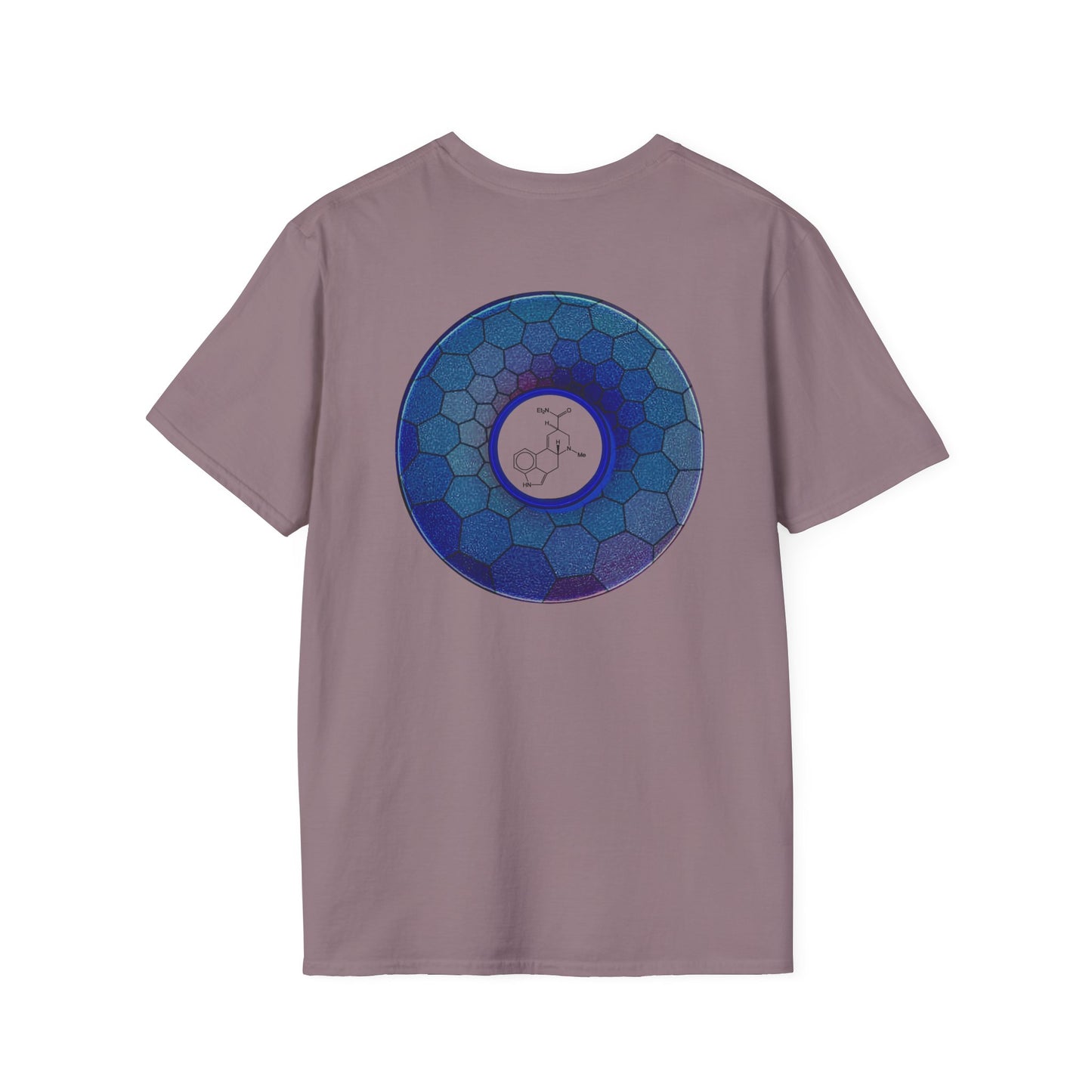 Classic Donut Tee - Unisex Soft-Style - "Dr. Albert Hofmann's Favorite Donut" - series 1.0  - variant 2 - blue hexadonut