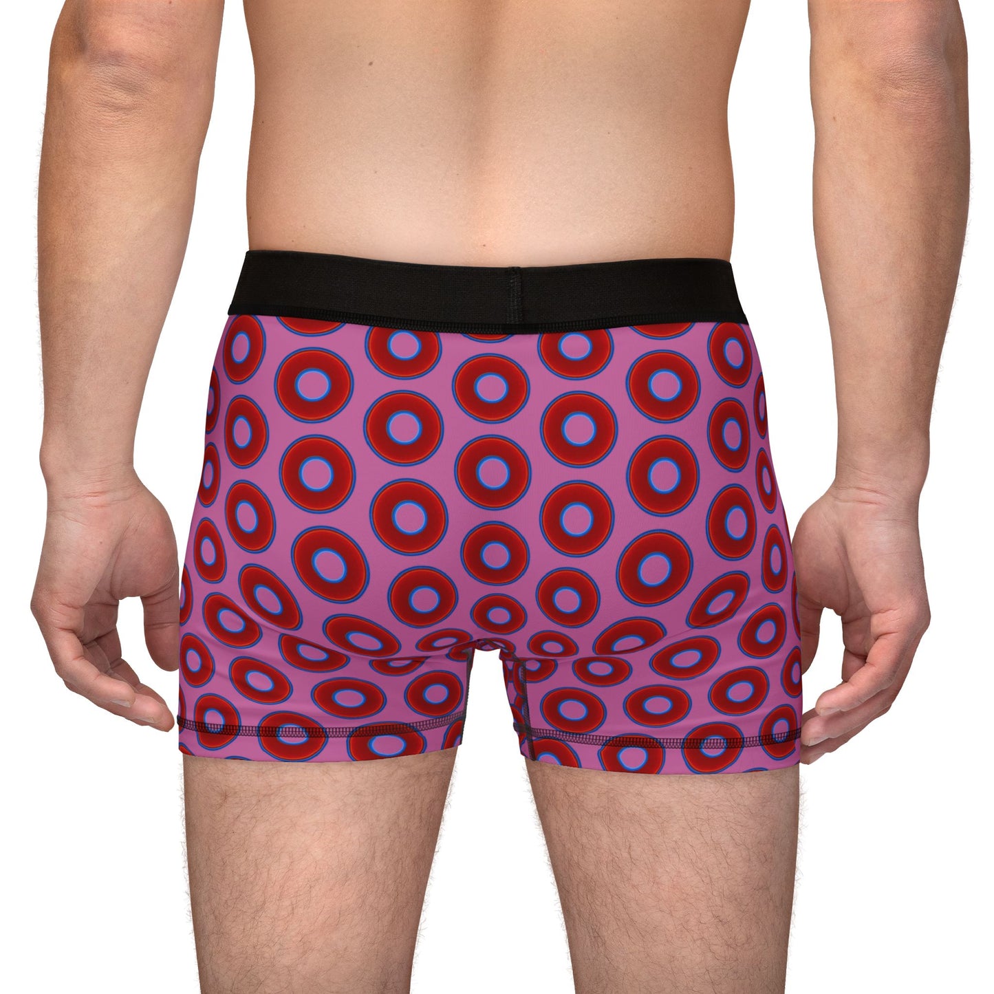 Men's Donut Boxers - red vivid donuts w/pink background