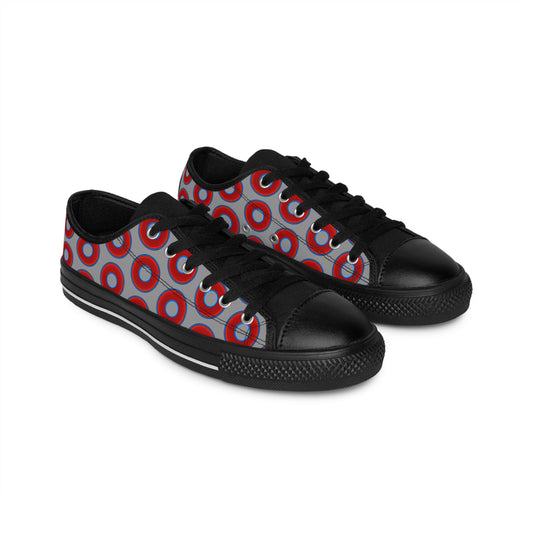 Men's Cushiony Convectors - Low Top - large red vivid donut print w/gray background