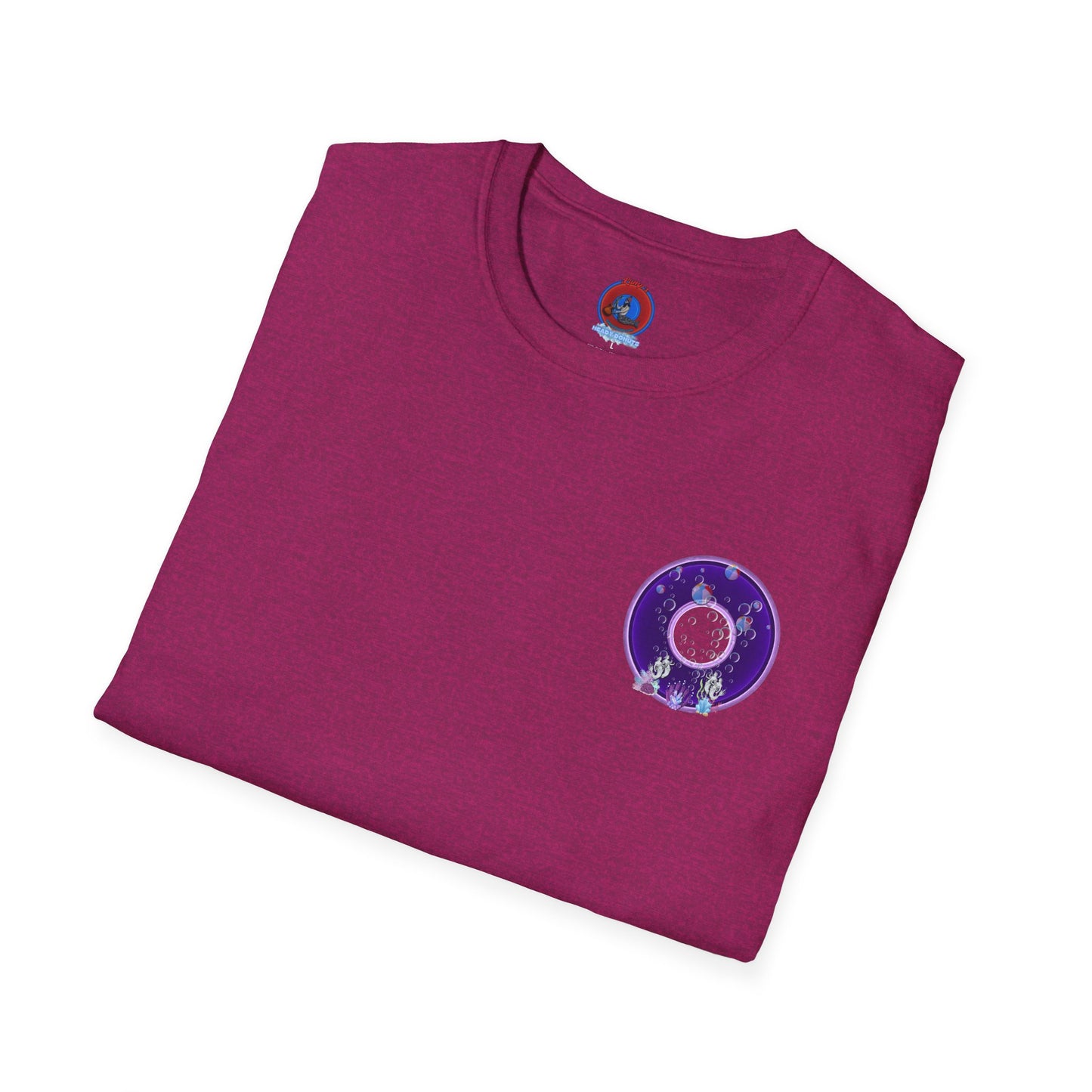 Classic Donut Tee - Unisex Soft-Style - "Sure That Sirens Made This Donut For Me" - vivid dark purple/light purple donut