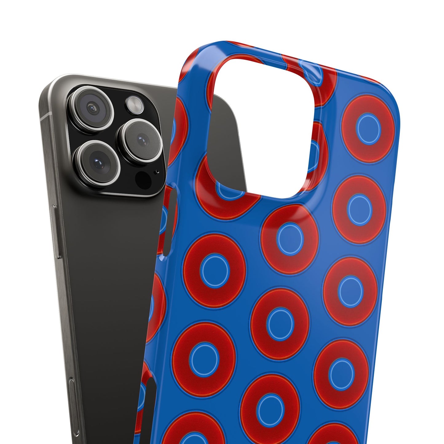 Lumpy Donut Snap Case - red vivid donut print w/dark royal background