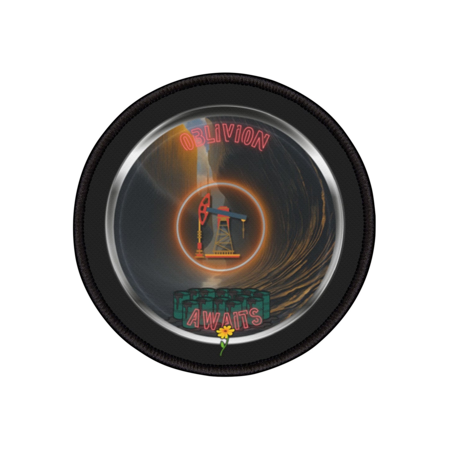 Iron-On Donut Patch - "The Donut Patch Splashed in Oil" - vivid flour pic donut - [*charitable donut]