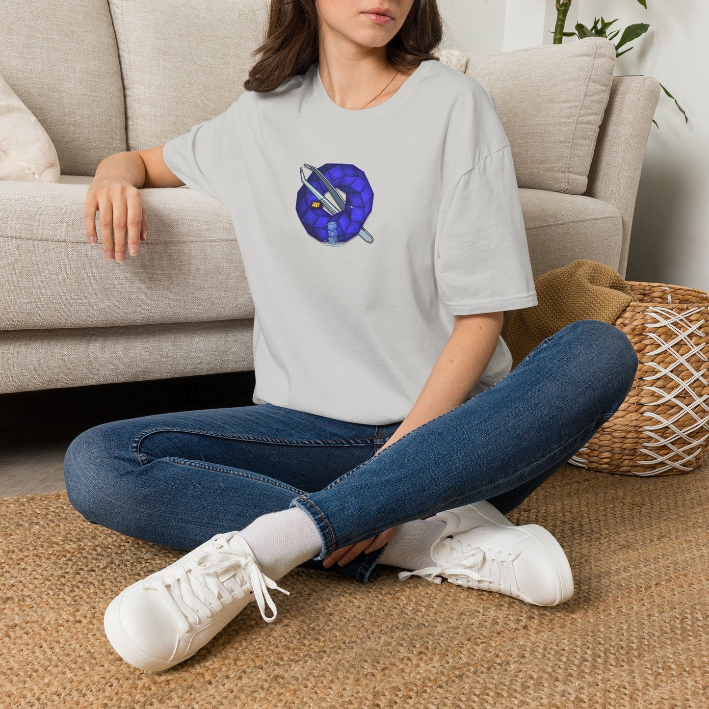 Classic Donut Tee - Unisex Soft-Style - "The Teasing Festivus Donut" - blue rustic cubed donut