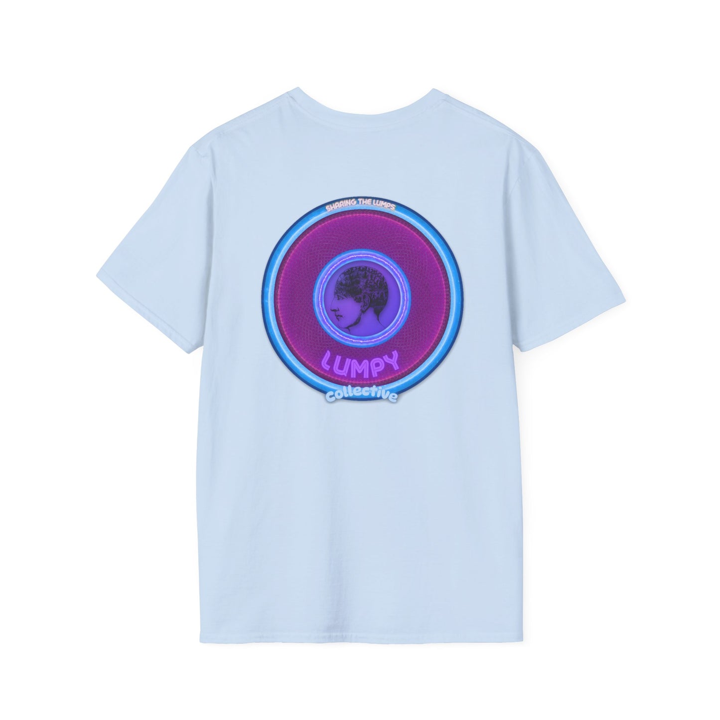 Classic Donut Tee - Unisex Soft-Style - "Lumpy Collective Donut" - rustic purple/light blue lumpy donut - variant 2