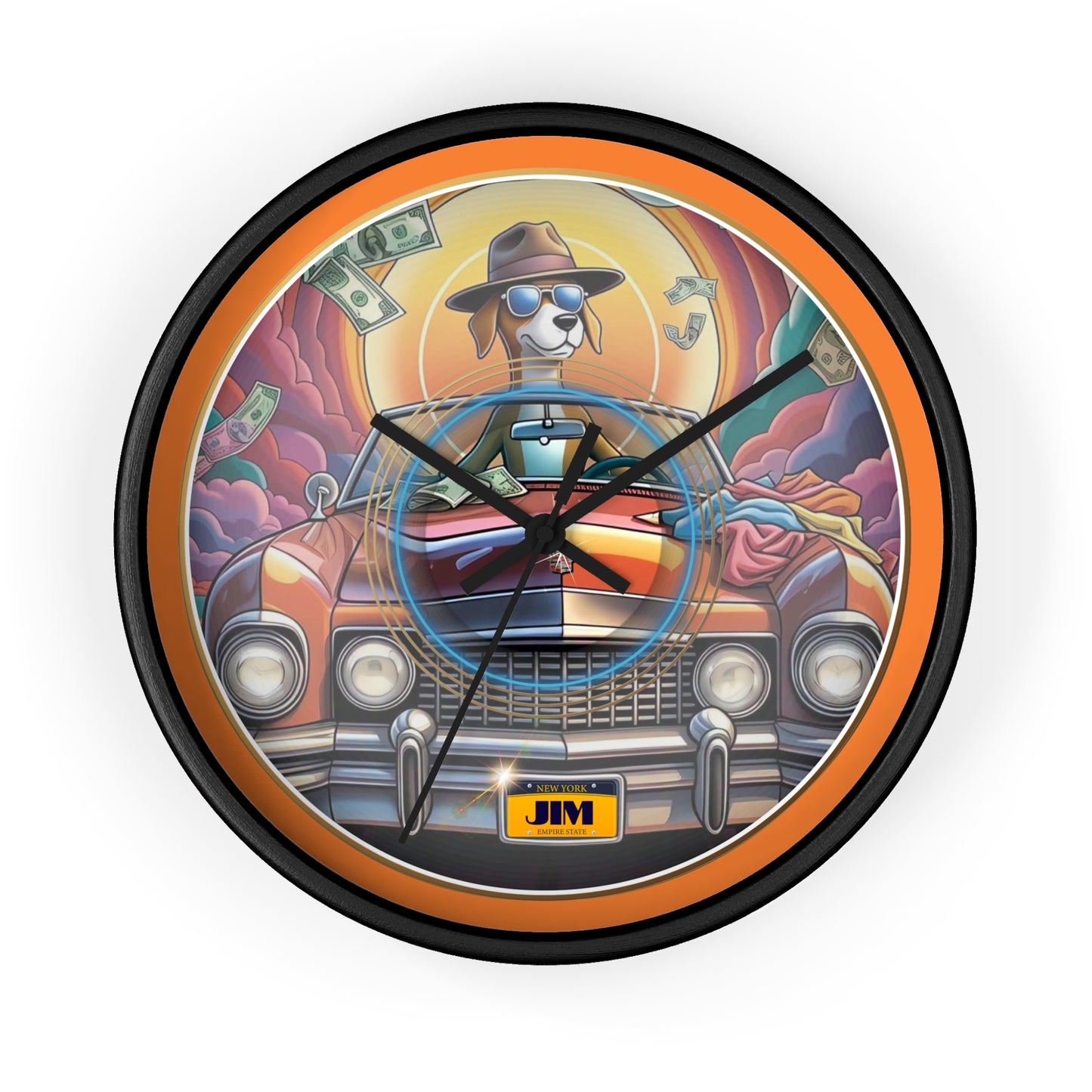 Lumpy Wall Clock - "Jimmy's Marathon Donuts" - variant 3 - pic donut w/orange background