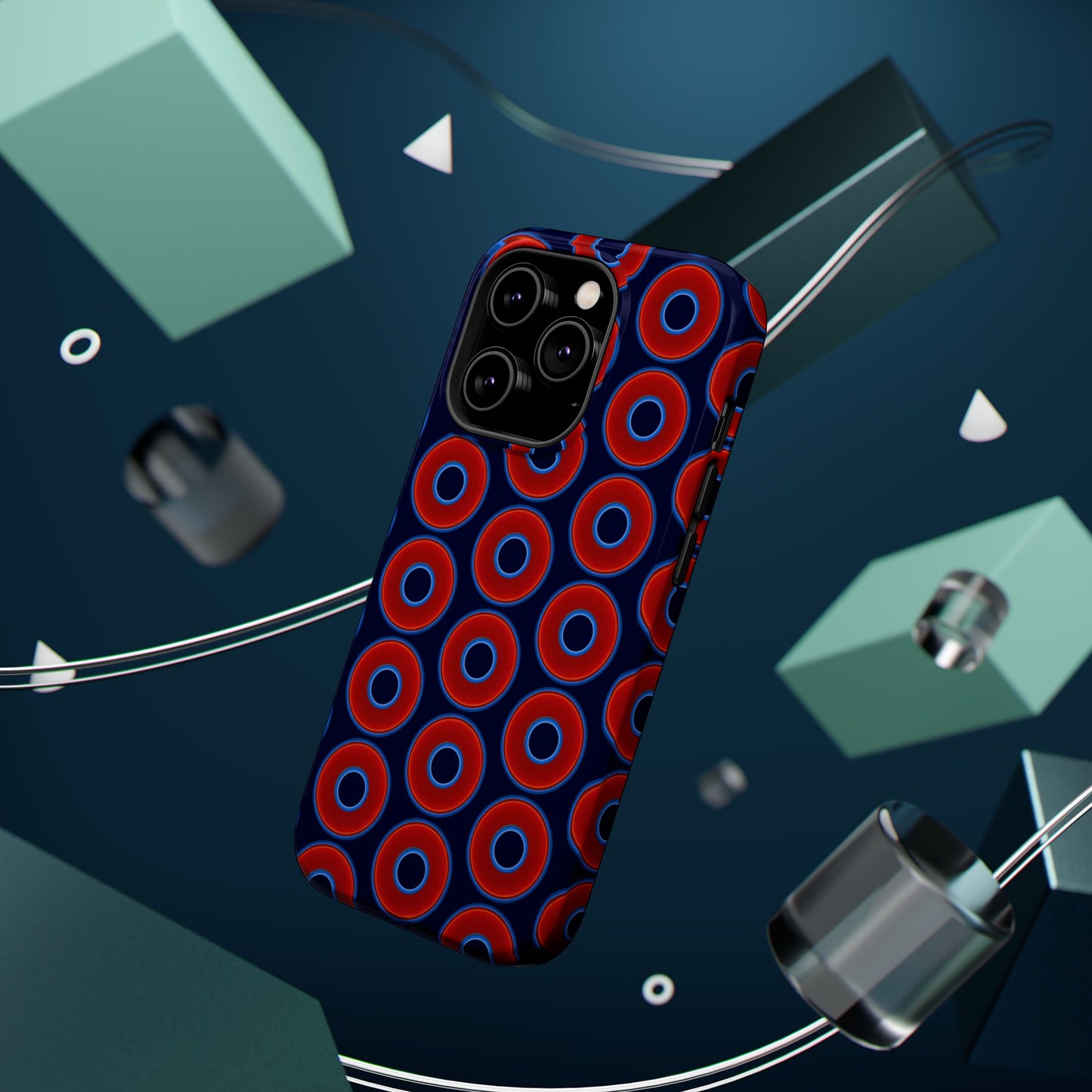Copy of Magnetic Tough Donut Case - red vivid donut print w/midnight blue background
