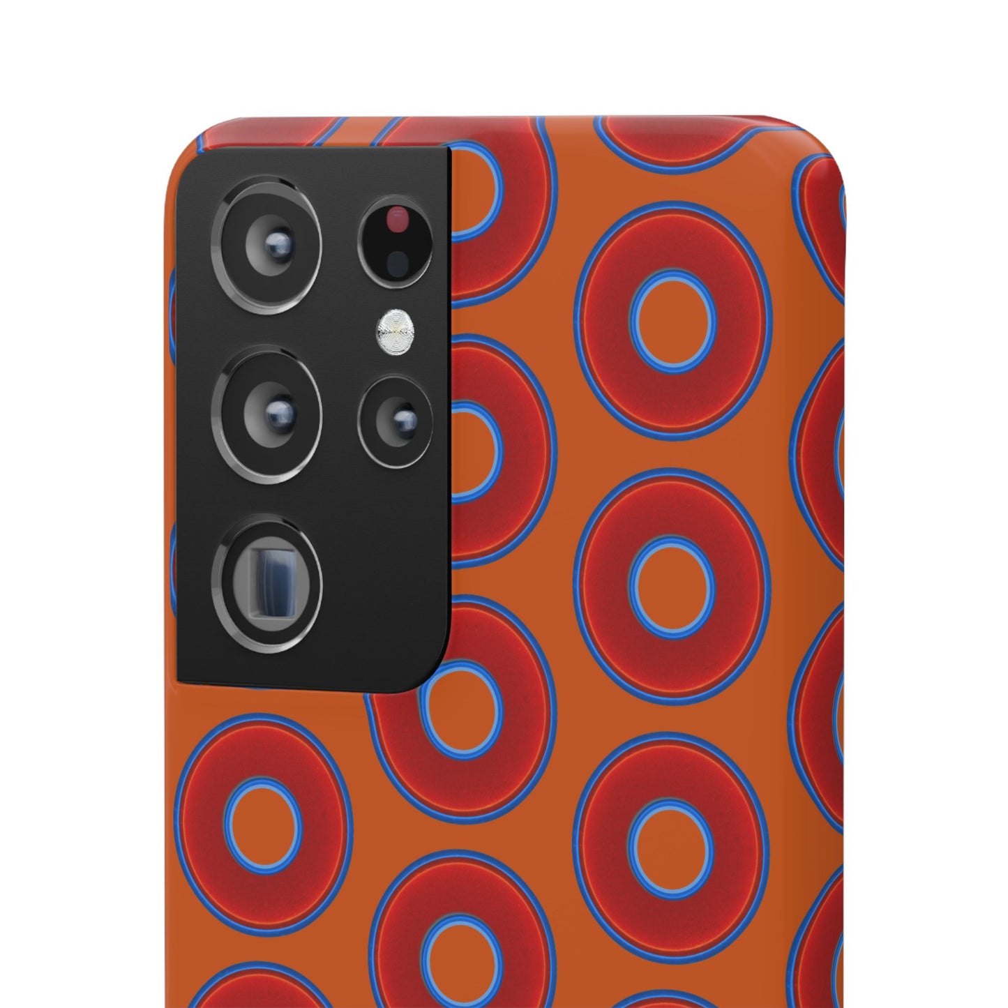 Lumpy Donut Snap Case - red vivid donut print w/dark orange background