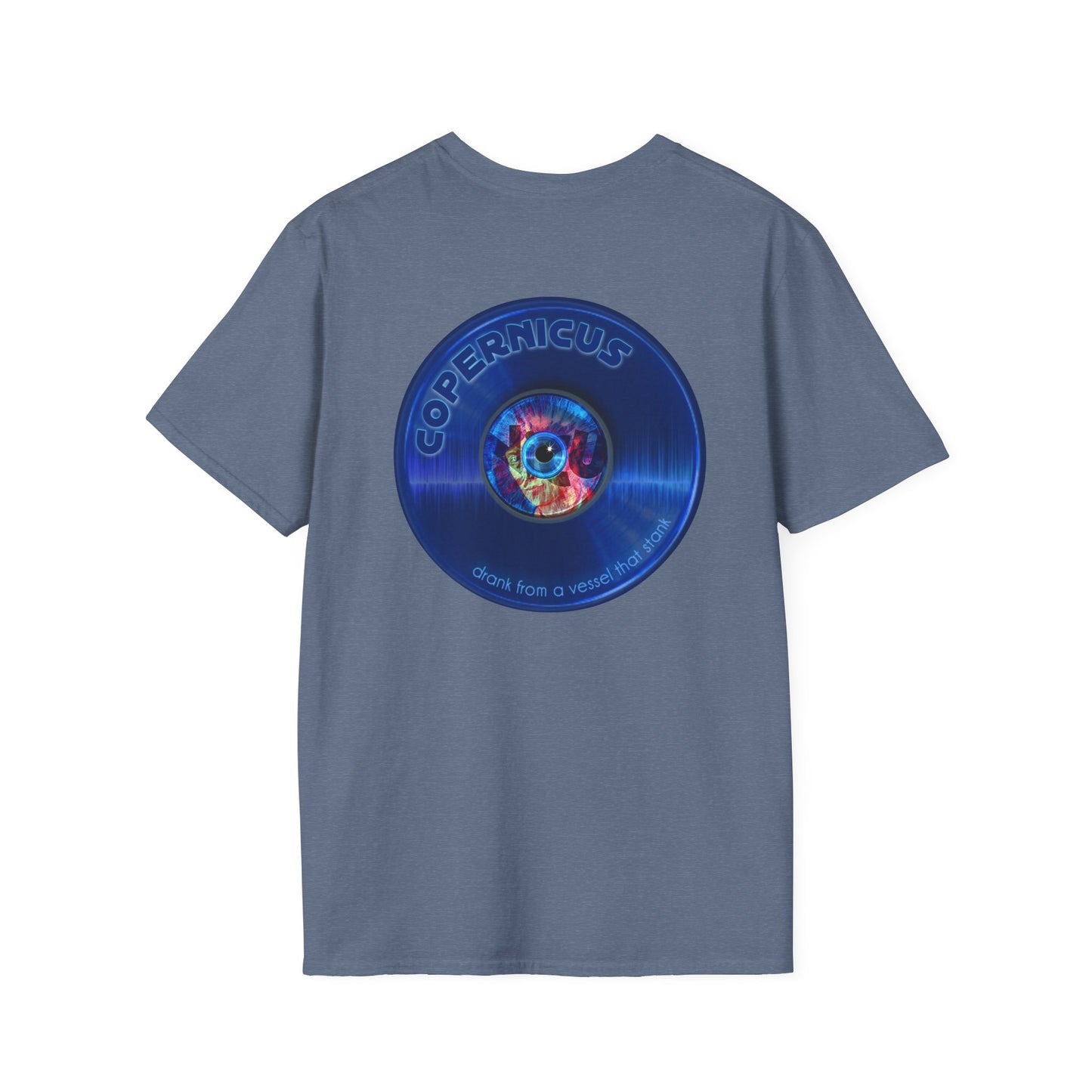 Classic Donut Tee - Unisex Soft-Style - "Drunken Copernicus" - series 1.0 - variant 1 - blue donut