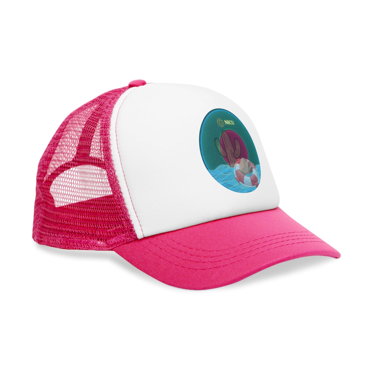 Lumpy Trucker Hat - "Masonic Donut of Rites" - teal green donut