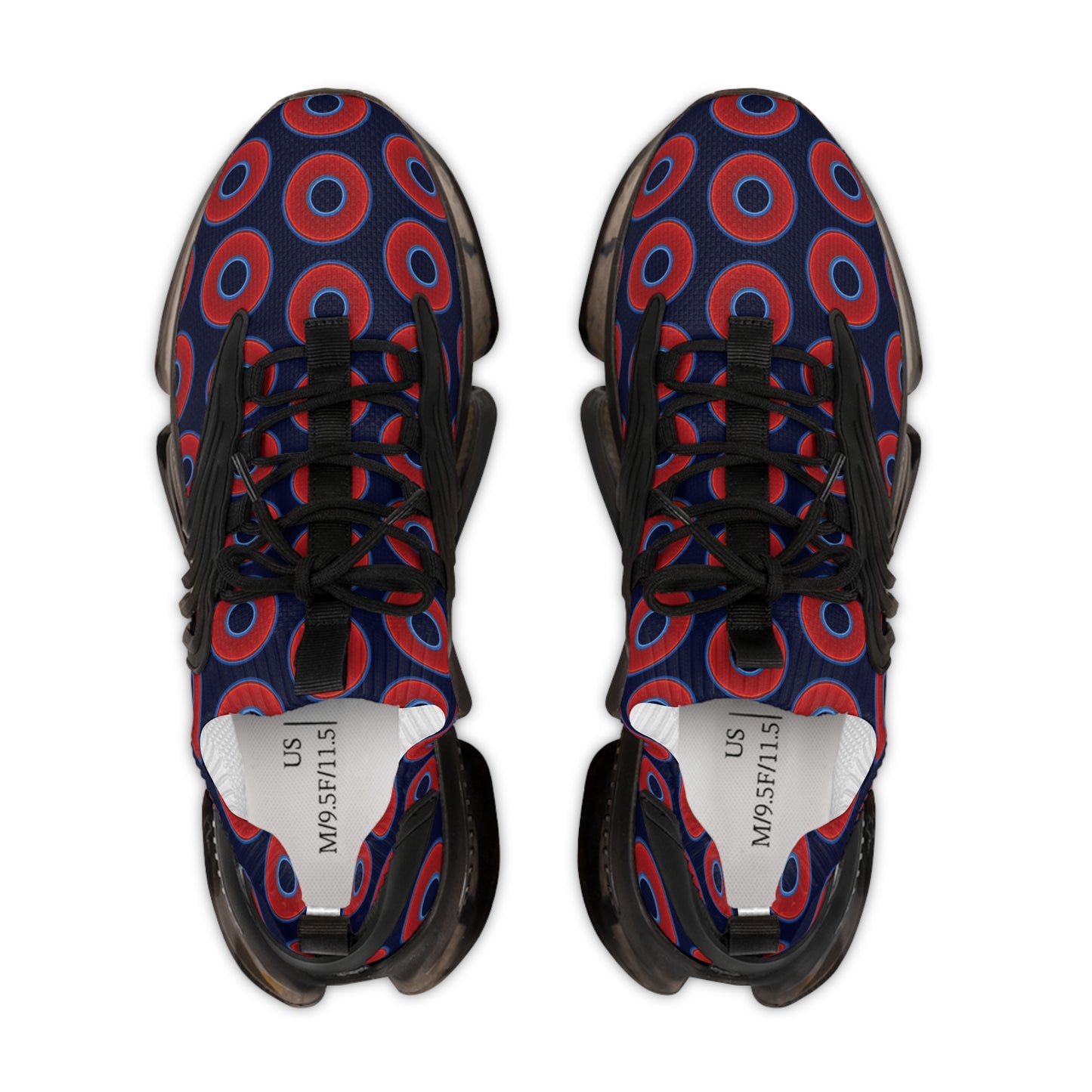 Donut Kicks - red vivid donut print w/dark navy blue background