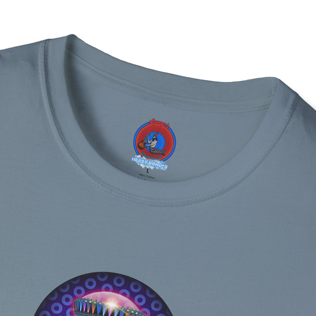 Classic Donut Tee - Unisex Soft-Style - "Donuts now Served on the Mothership" - series 1.0  - variant 5  - purple/violet paradoxical donut