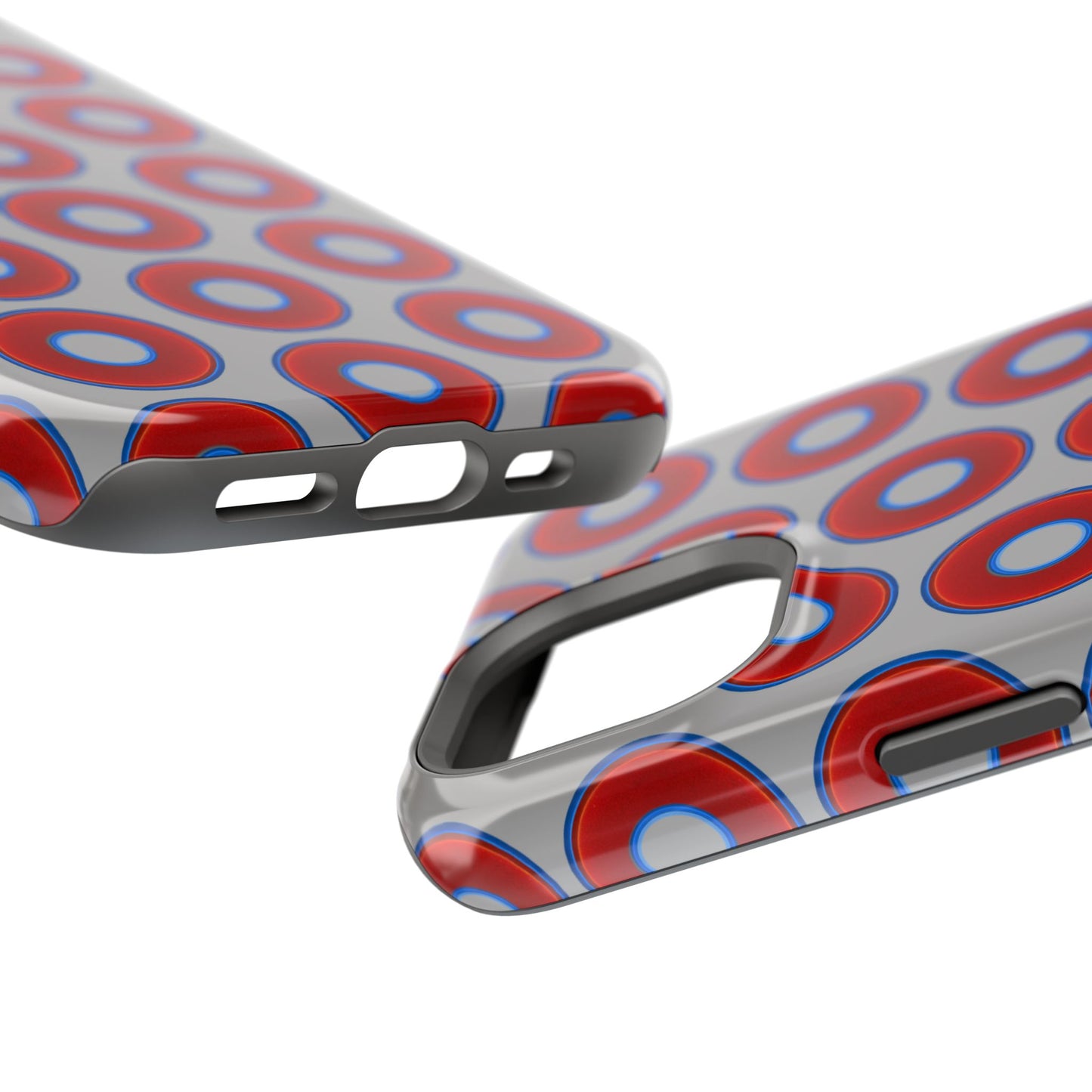 Impact-Resistant Lumpy Donut Case - red vivid donut print w/light gray background