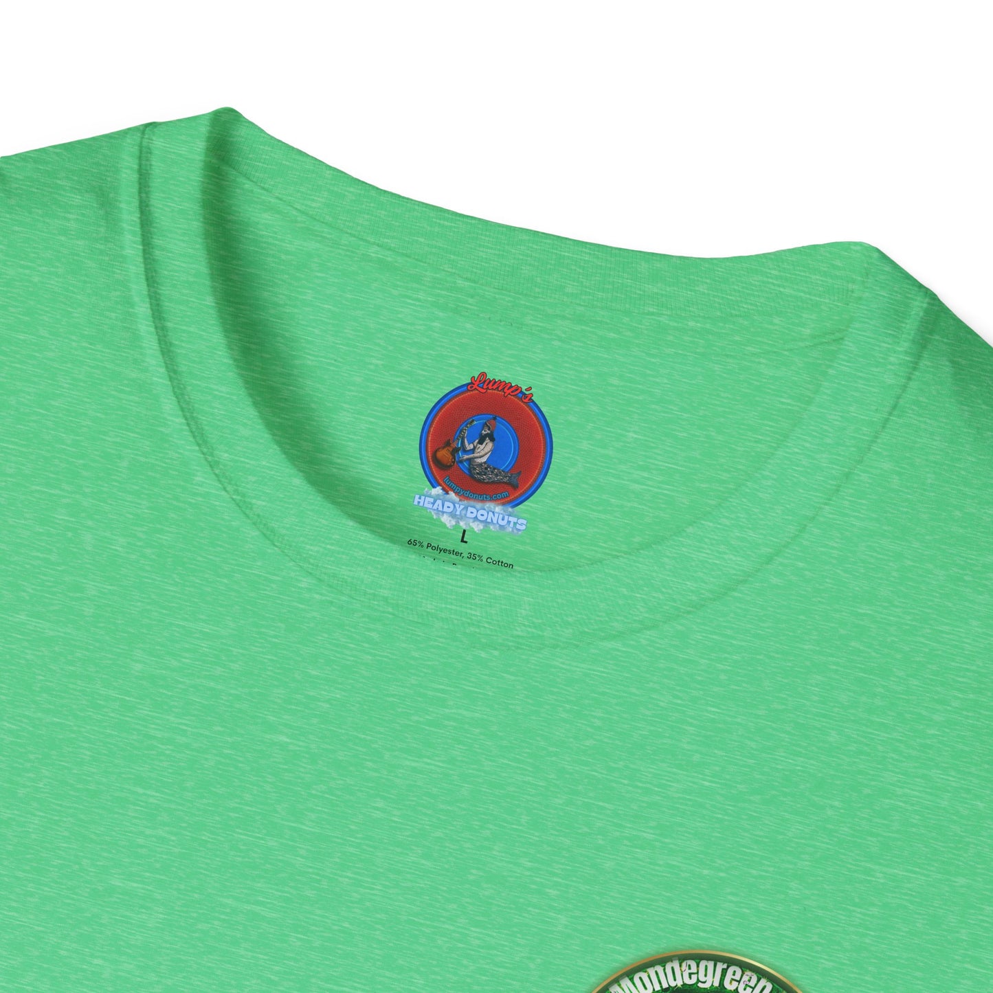 Classic Donut Tee - Unisex Soft-Style - "Close Encounters of the Delaware kind - Mondegreen Donut"  " variant 2 - green donut