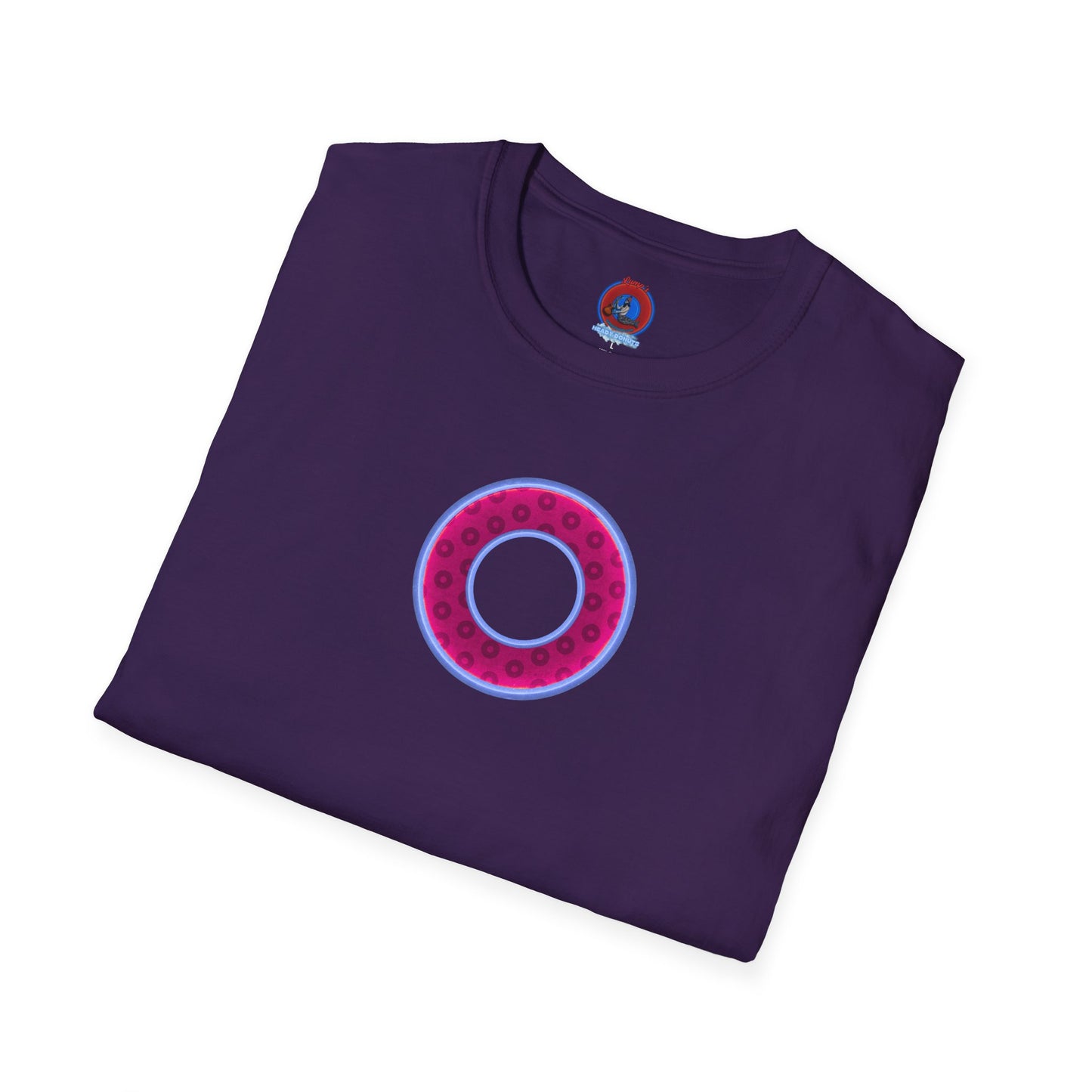 Plain Donuts/Unisex Soft-Style - "Plain Wide Mouthed Paradoxical Donuts" - dark magenta/light blue donuts