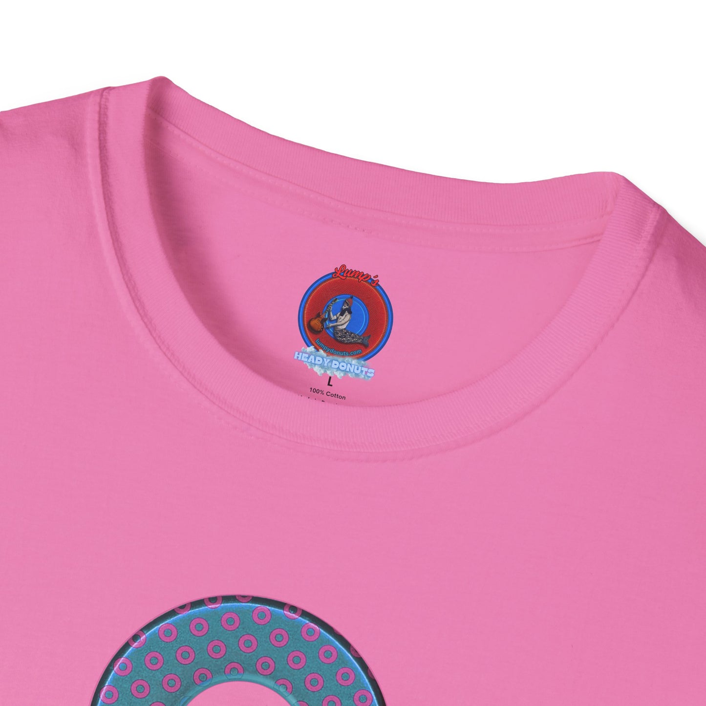 Plain Donuts/Unisex Soft-Style - "Plain Electric Paradoxical Donuts" - light blue/magenta donuts