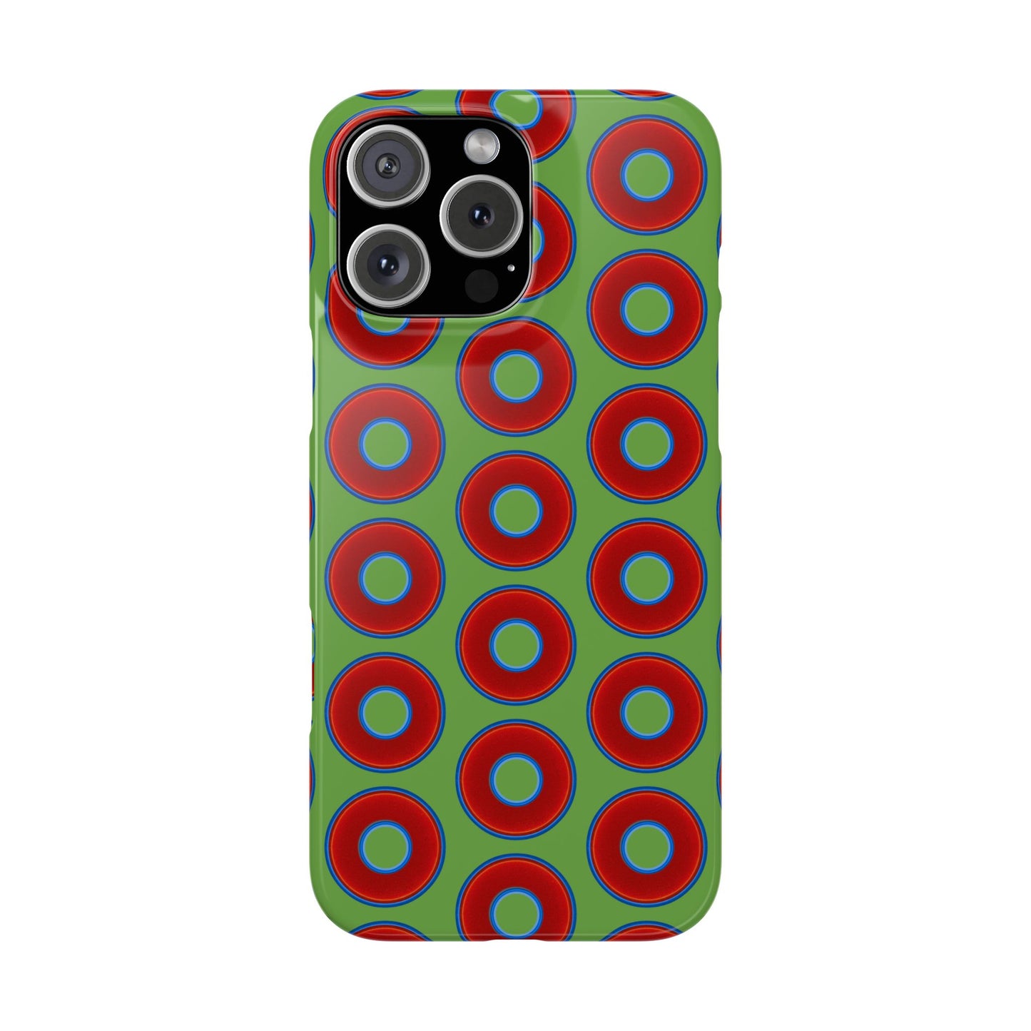 <Lumpy Donut Snap Case - red vivid donut print w/light green background