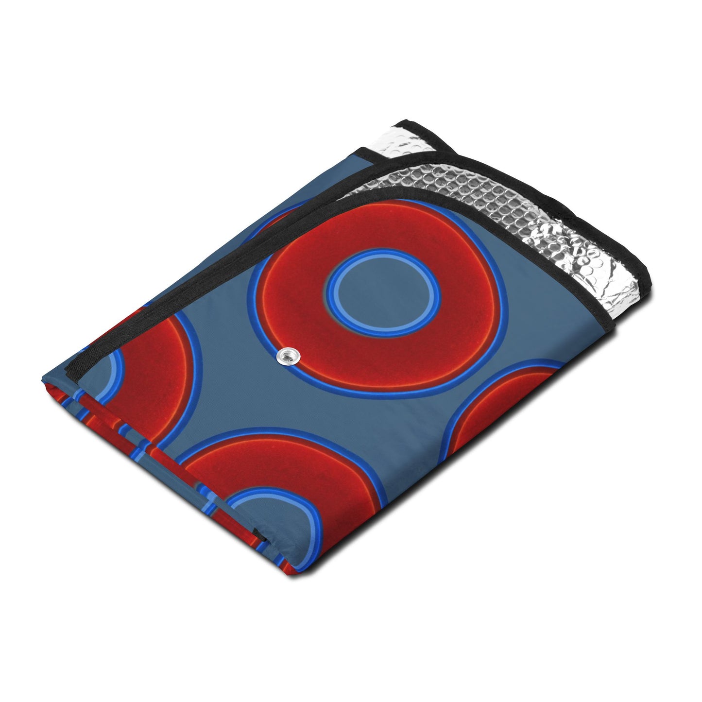Automotive Donut Sun Shade - red vivid donuts w/steel blue background