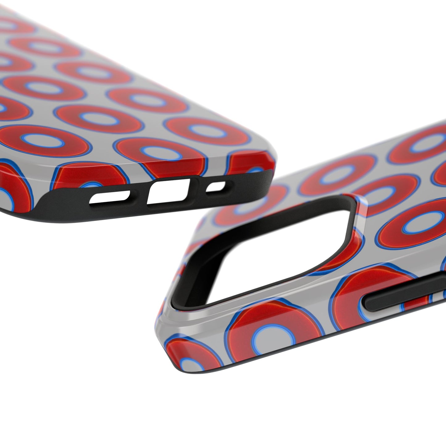 Impact-Resistant Lumpy Donut Case - red vivid donut print w/light gray background