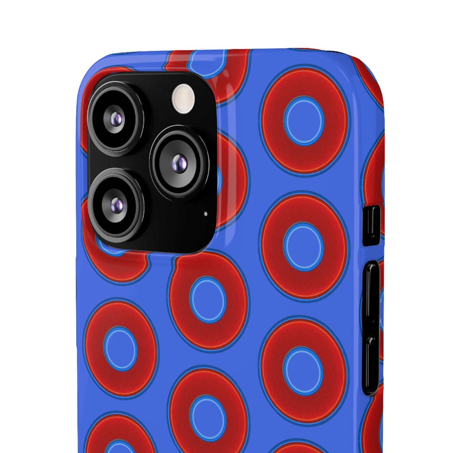 Lumpy Donut Snap Case - red vivid donut print w/royal blue background