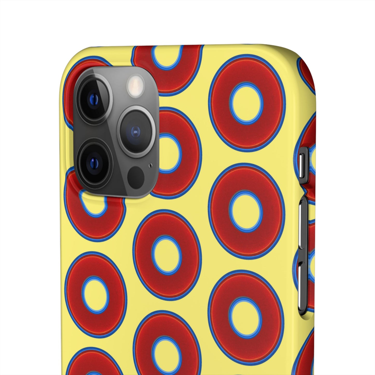 Lumpy Donut Snap Case - red vivid donut print w/yellow background
