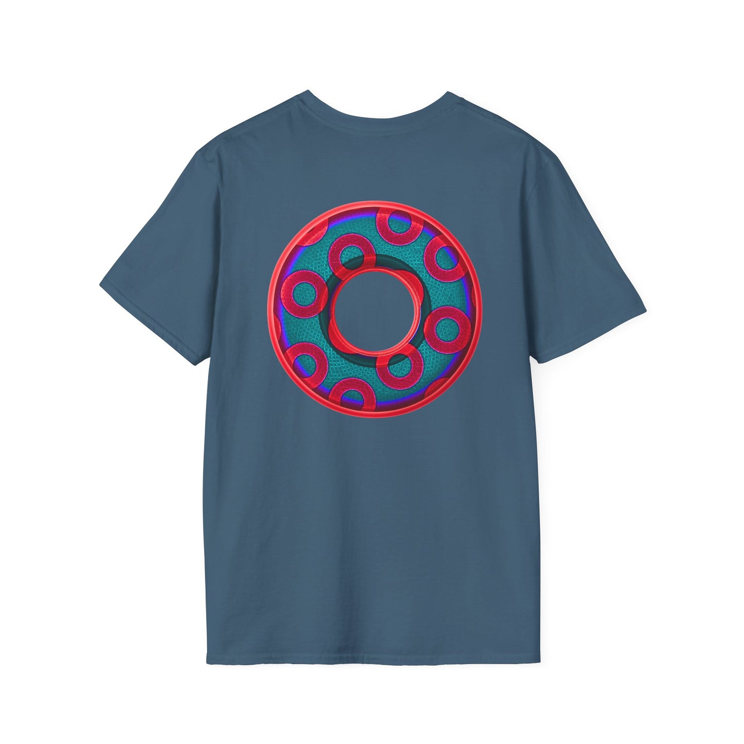 Plain Donuts/Unisex Soft-Style - "Plain Rustic Paradoxical Donuts" - red/steel blue donuts