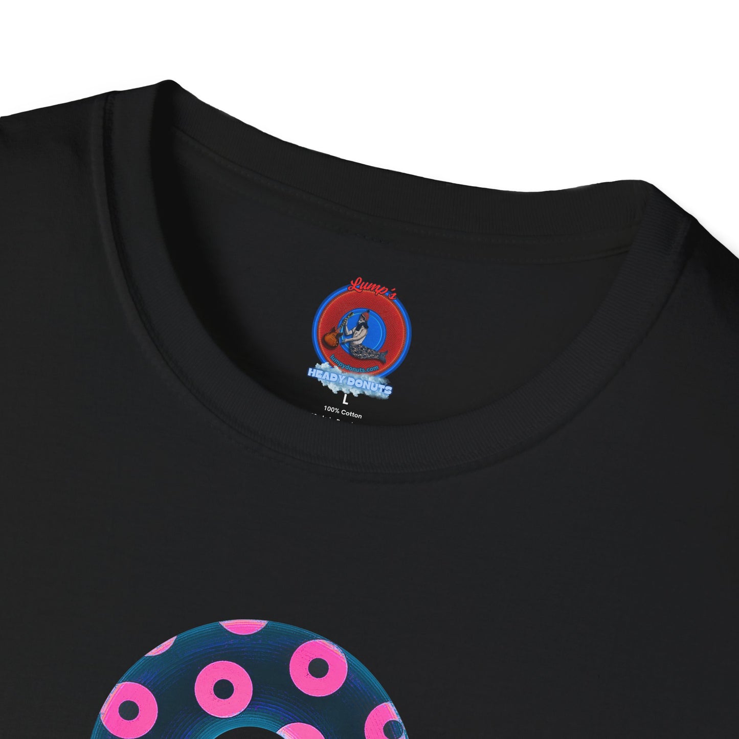 Copy of Plain Donuts/Unisex Soft-Style - "Plain Blimpy Paradoxical Donuts" - dark steel blue/vivid magenta donuts