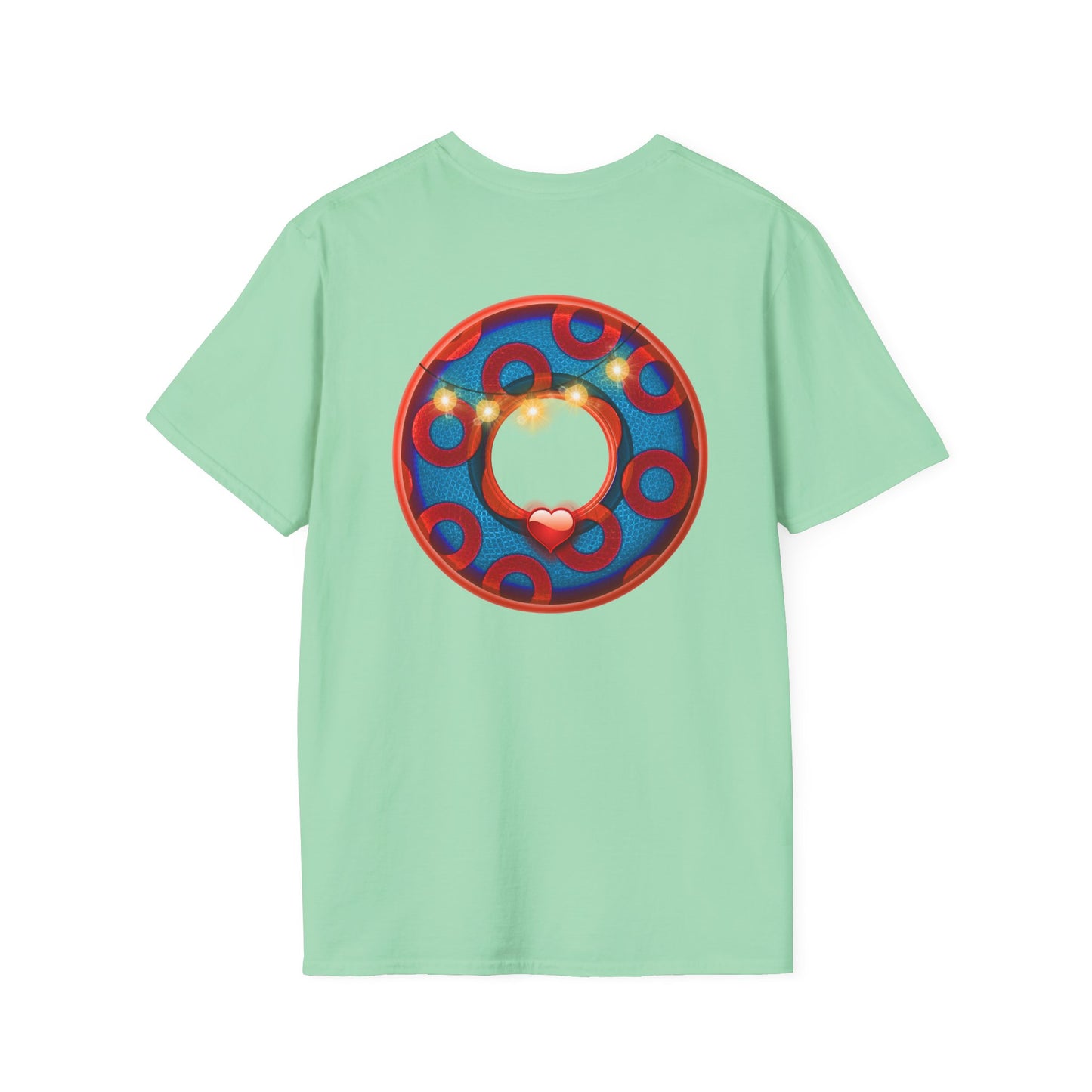 Classic Donut Tee - Unisex Soft-Style - "MORE Donuts Please" - rustic dark blue/red paradox donut - variant 1