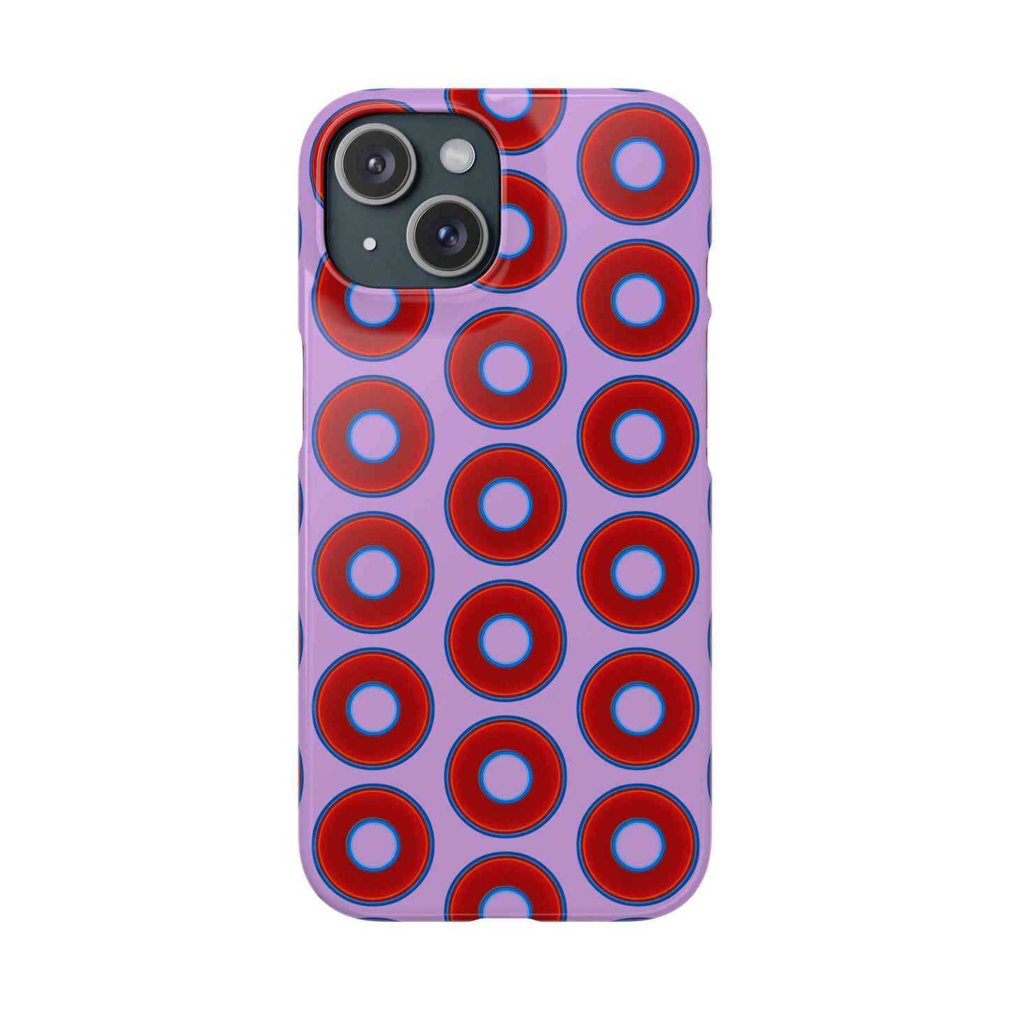 Lumpy Donut Snap Case - red vivid donut print w/wisteria purple background