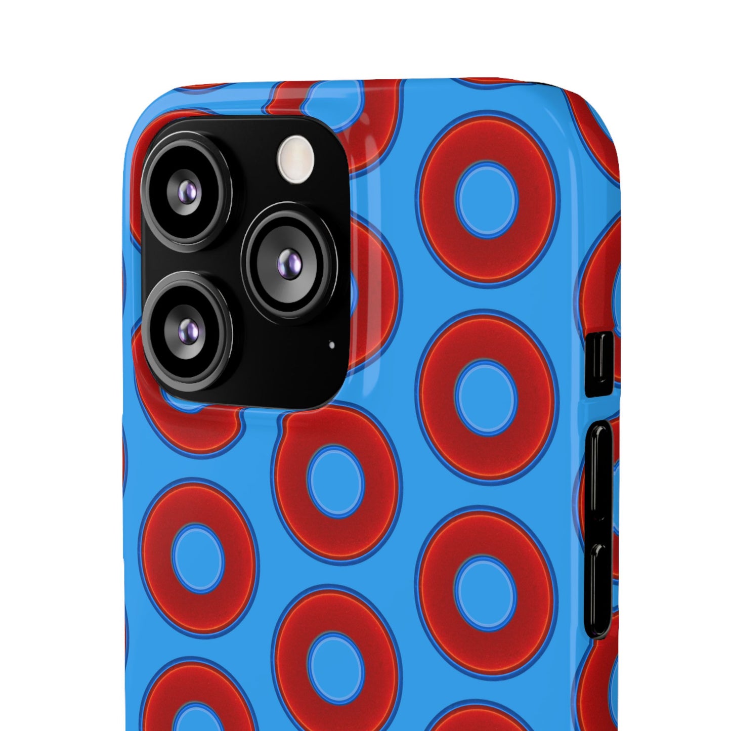 Lumpy Donut Snap Case - red vivid donut print w/sky royal blue background