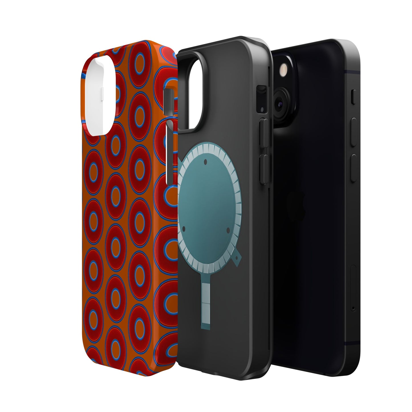 Magnetic Tough Donut Case - red vivid donut print w/dark orange background