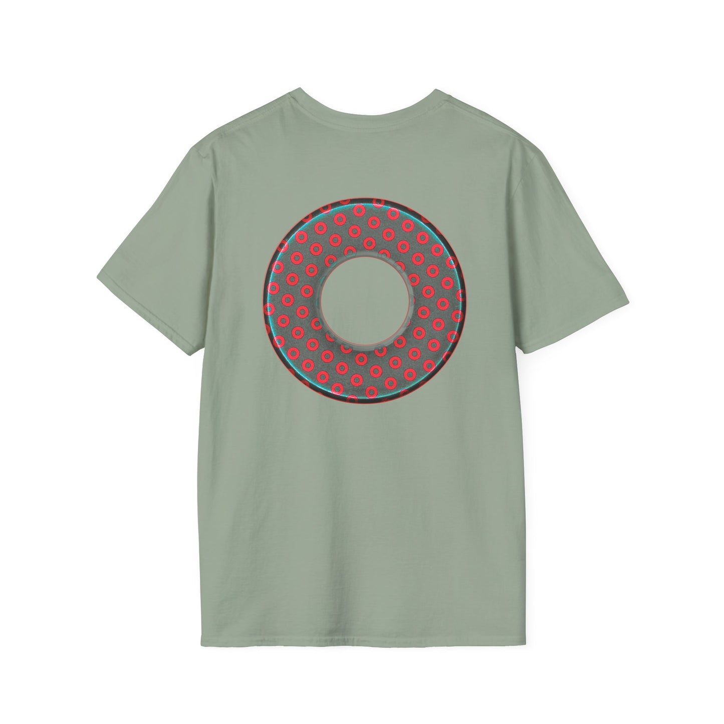 Plain Donuts/Unisex Soft-Style - "Plain Electric Paradoxical Donuts" - dark teal/red donuts