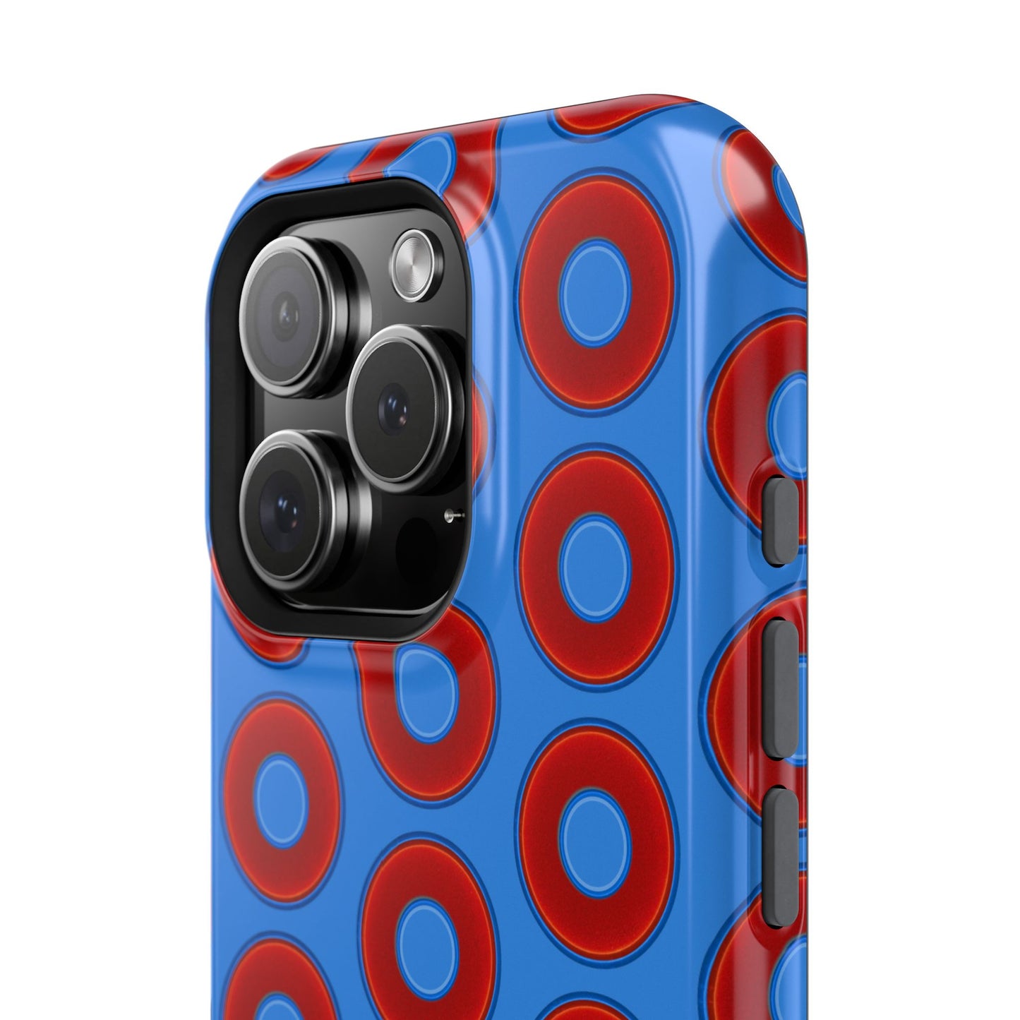 Impact-Resistant Lumpy Donut Case - red vivid donut print w/light royal blue background