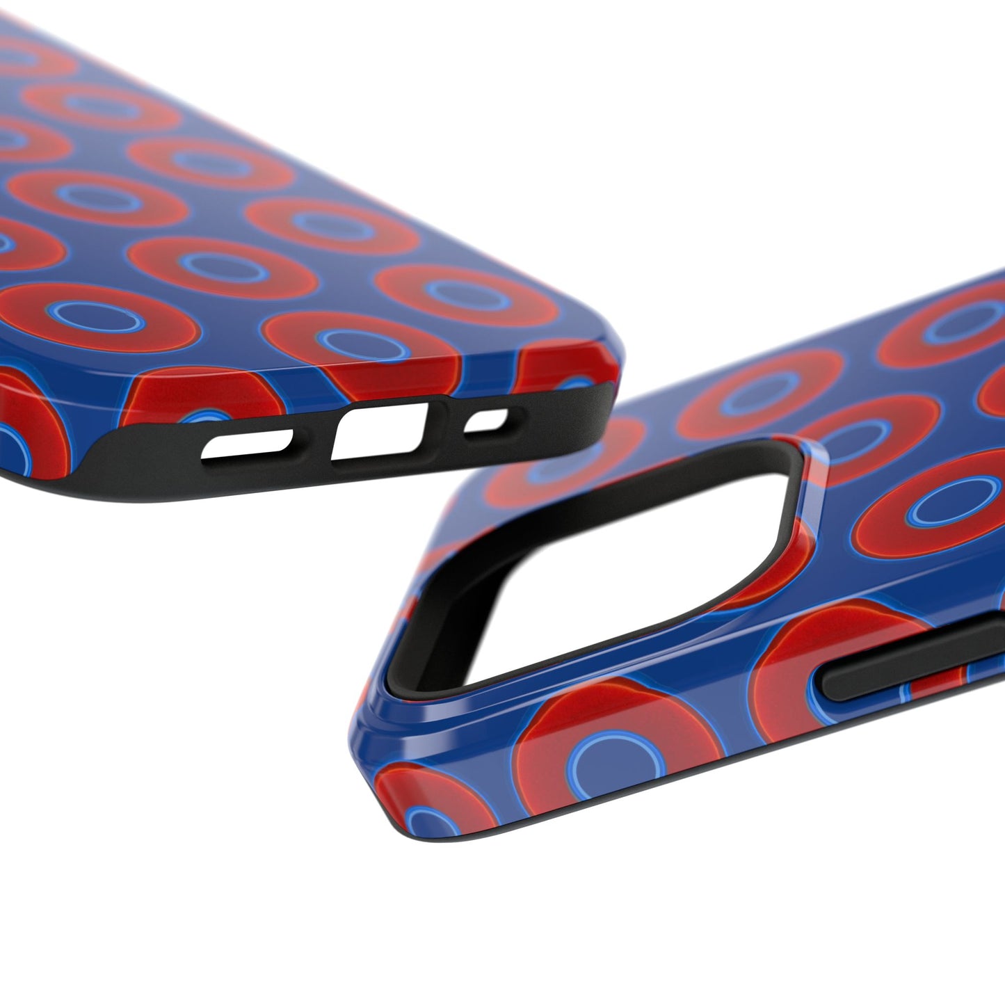 Impact-Resistant Lumpy Donut Case - red vivid donut print w/dark blue background