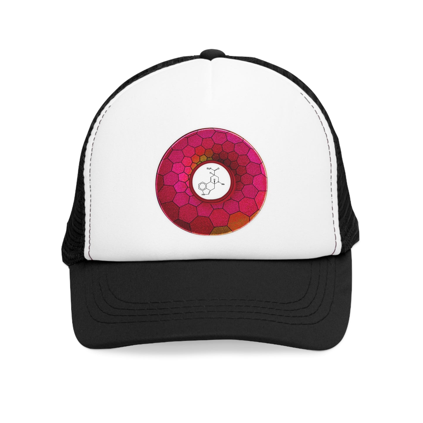 Lumpy Trucker Hat - "Albert Hofman's Donut" - variant 3 - magenta hexadonut